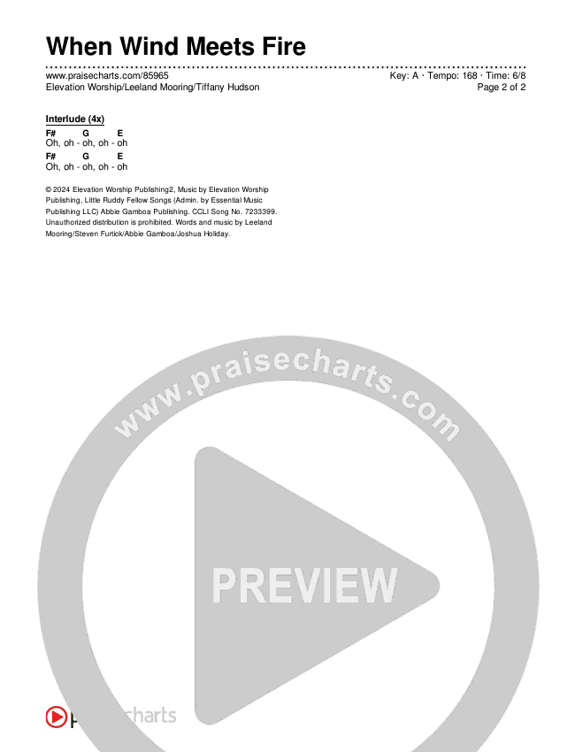 When Wind Meets Fire Chords & Lyrics (Elevation Worship / Leeland Mooring / Tiffany Hudson)