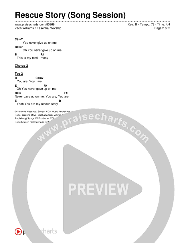 Rescue Story (Song Session) Chords & Lyrics (Zach Williams / Essential Worship)