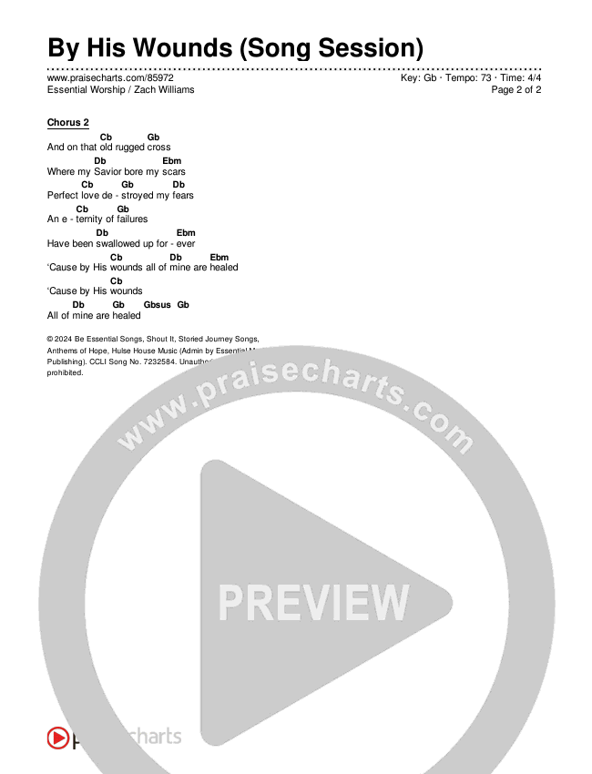 By His Wounds (Song Session) Chords & Lyrics (Zach Williams / Essential Worship)