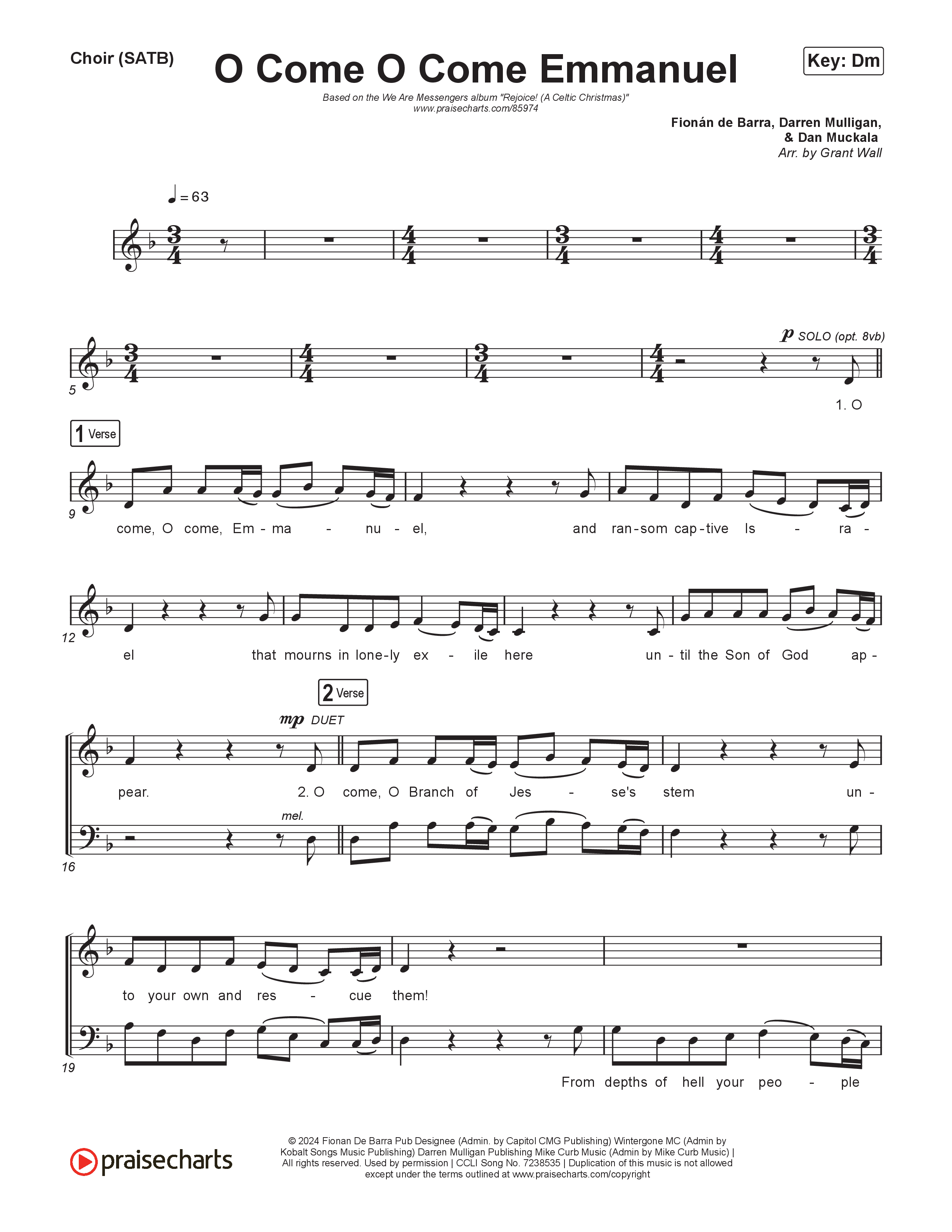 O Come O Come Emmanuel Vocal Sheet (SATB) (We Are Messengers)