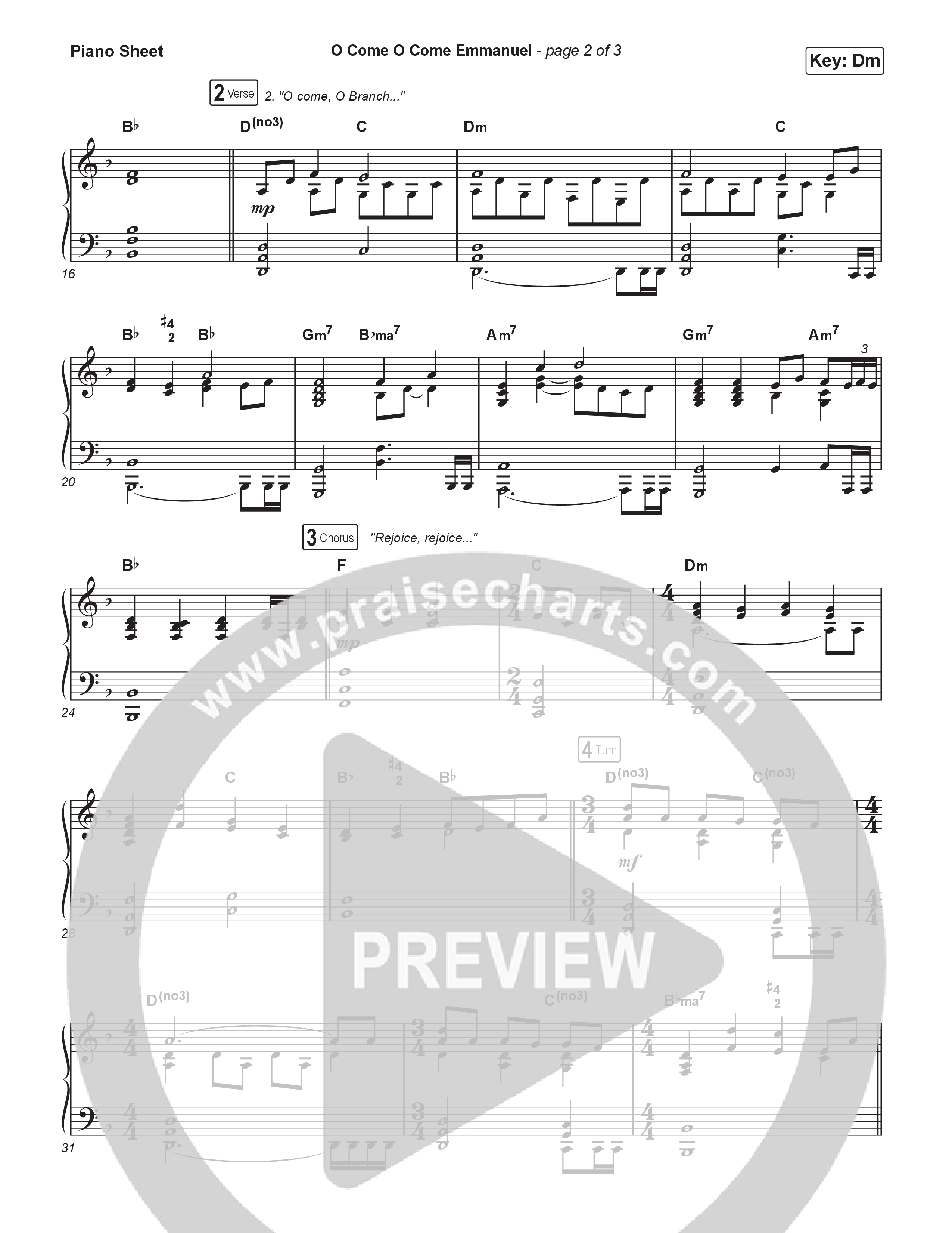 O Come O Come Emmanuel Piano Sheet (We Are Messengers)