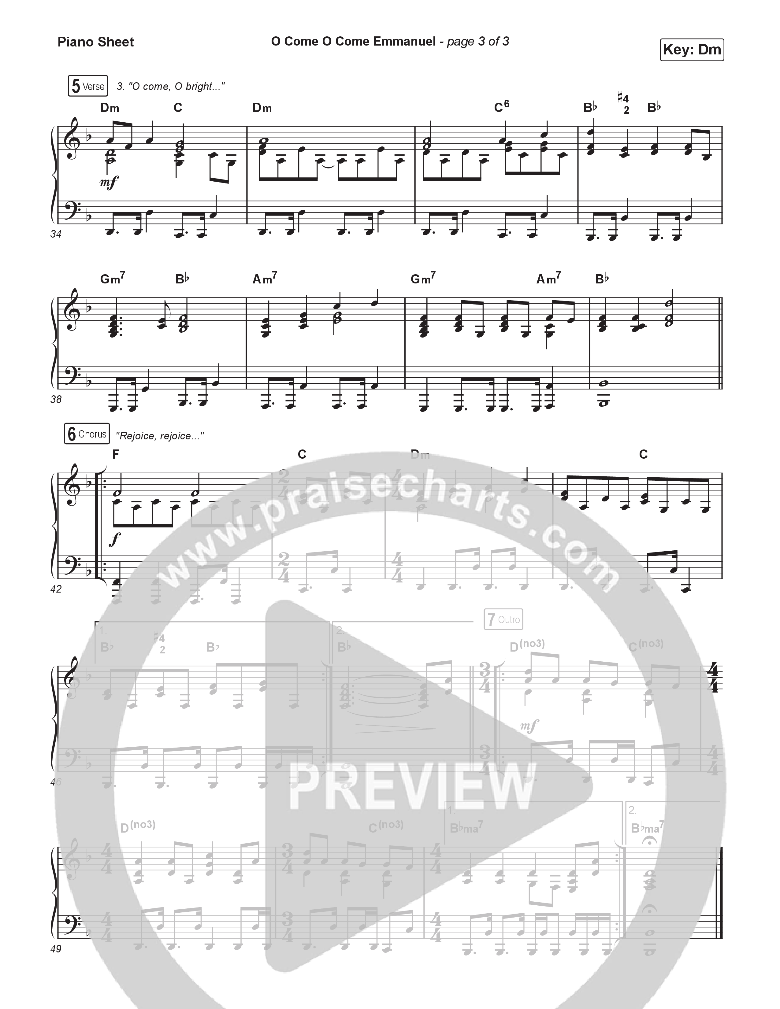 O Come O Come Emmanuel Piano Sheet (We Are Messengers)