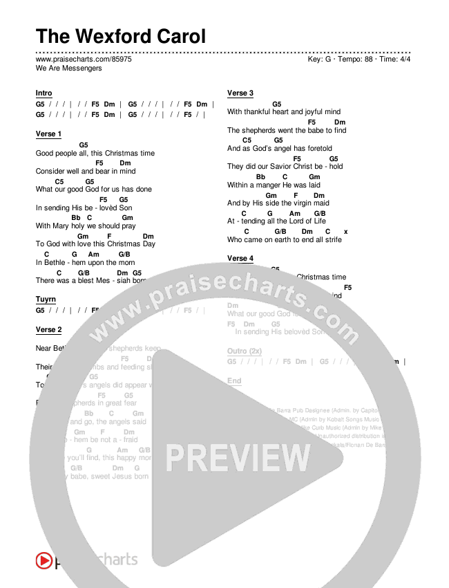 The Wexford Carol Chords & Lyrics (We Are Messengers)