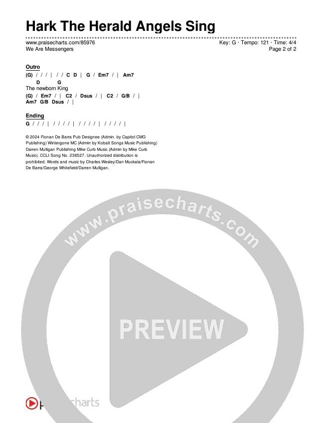 Hark The Herald Angels Sing Chords & Lyrics (We Are Messengers)