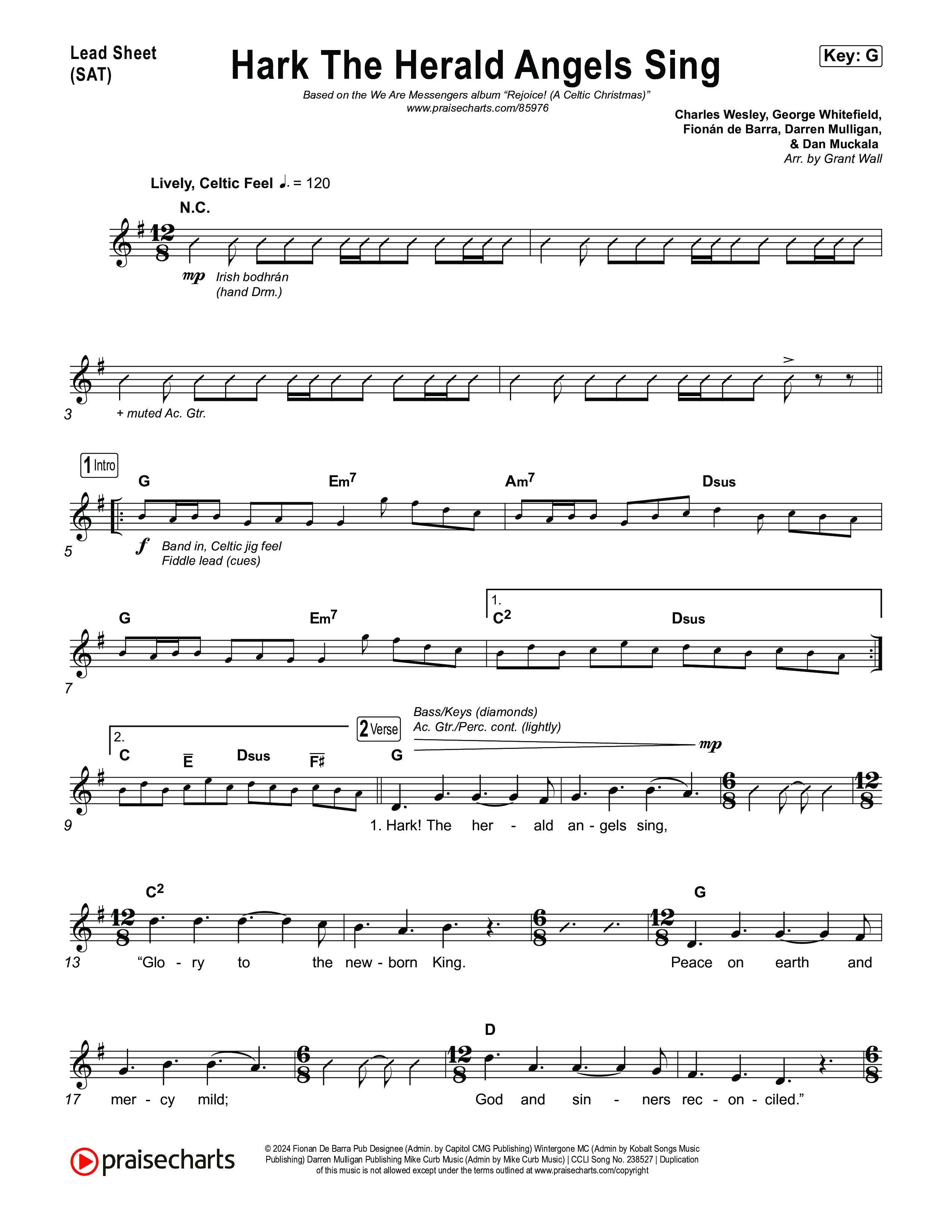 Hark The Herald Angels Sing Lead Sheet (SAT) (We Are Messengers)