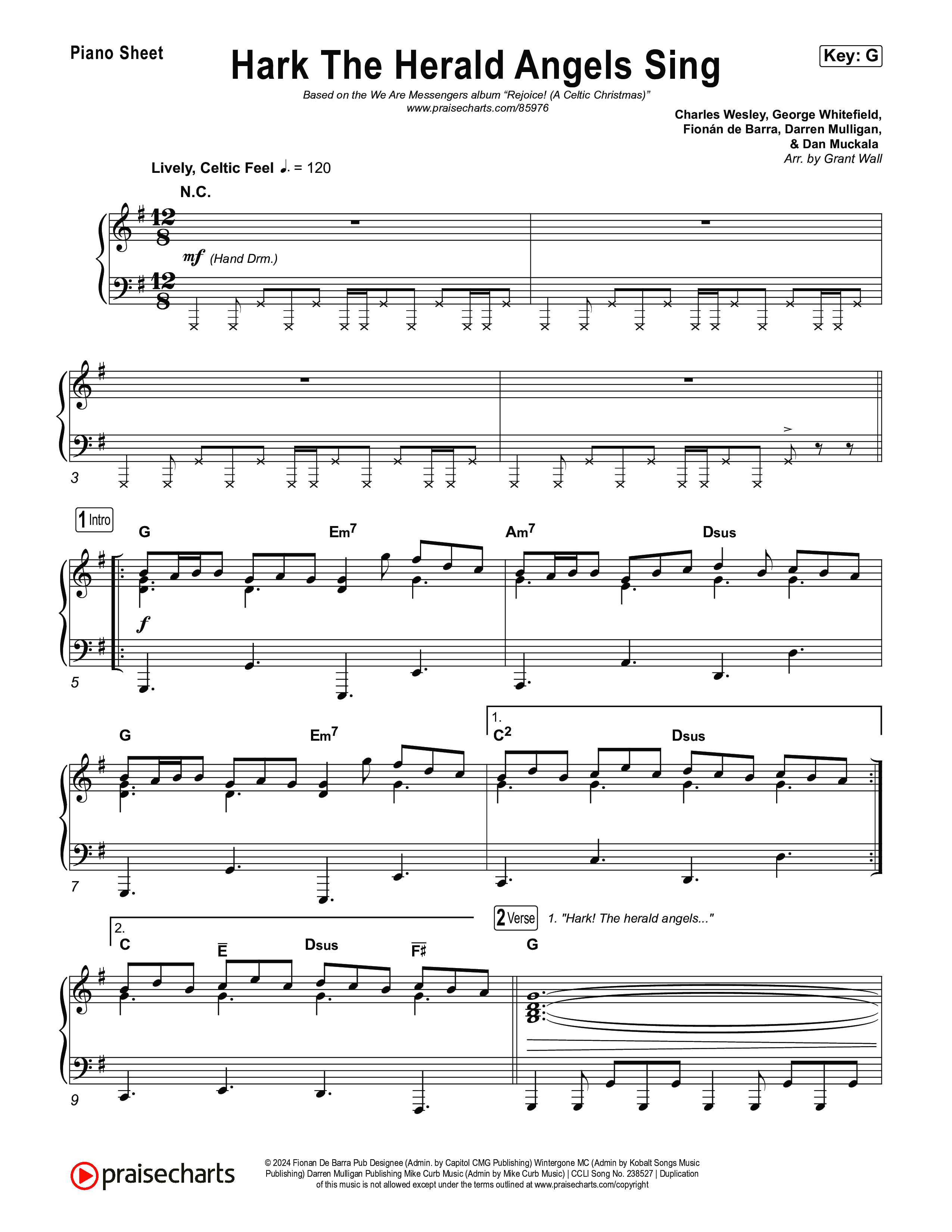 Hark The Herald Angels Sing Piano Sheet (We Are Messengers)