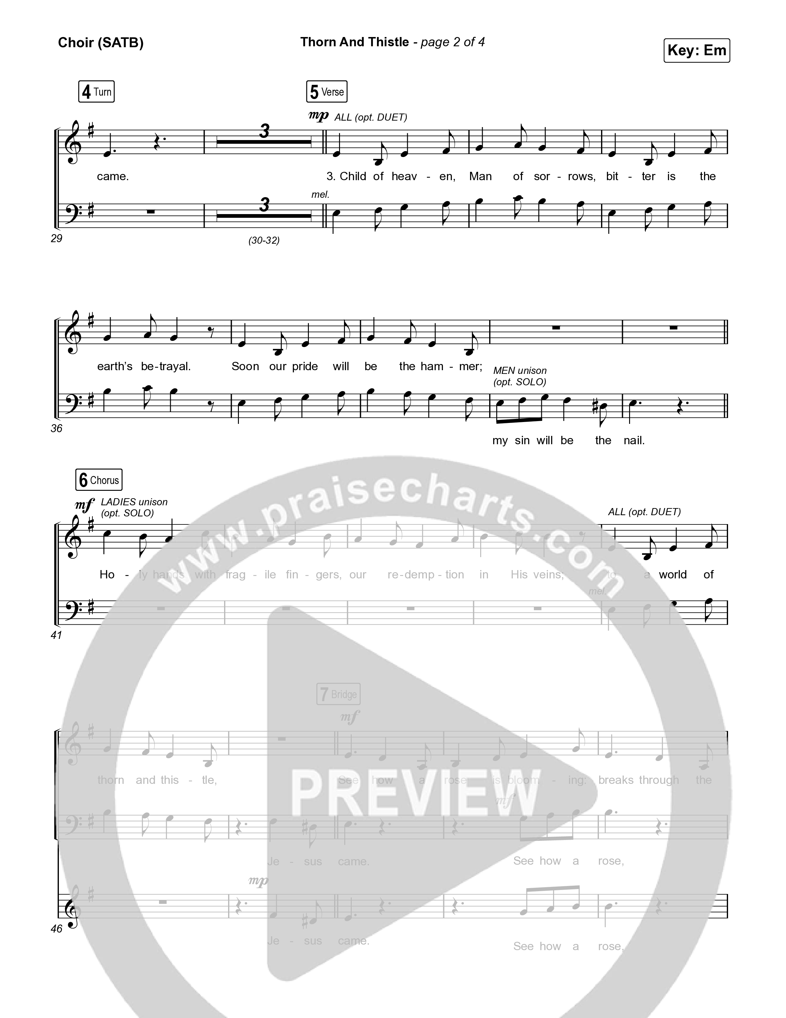 Thorn And Thistle Vocal Sheet (SATB) (We Are Messengers / Keith & Kristyn Getty)