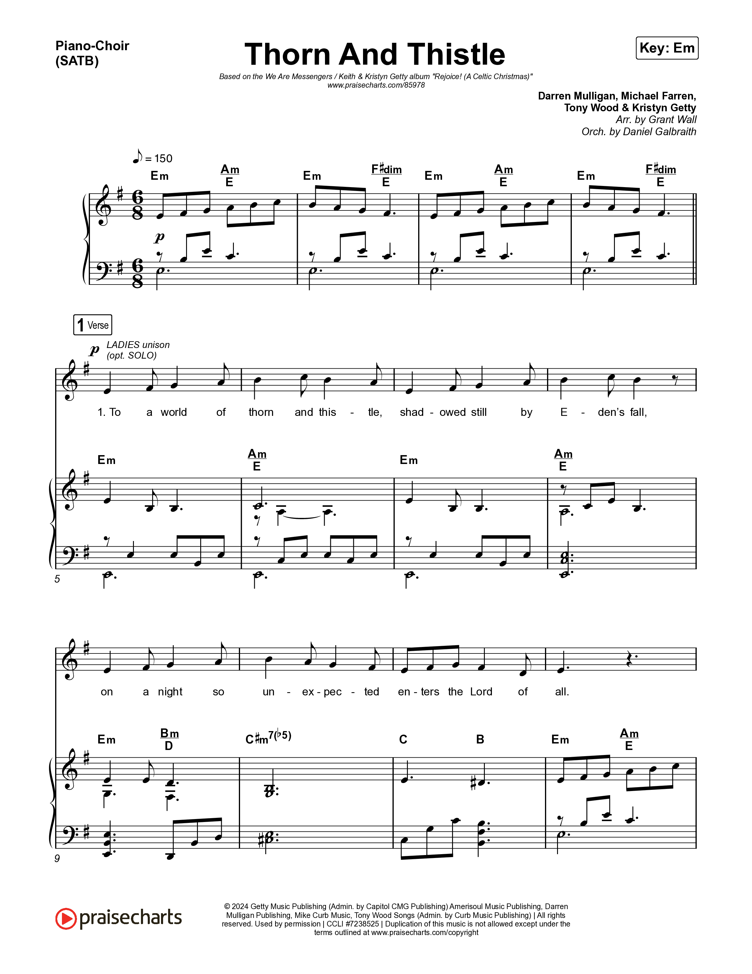 Thorn And Thistle Piano/Vocal Pack (We Are Messengers / Keith & Kristyn Getty)