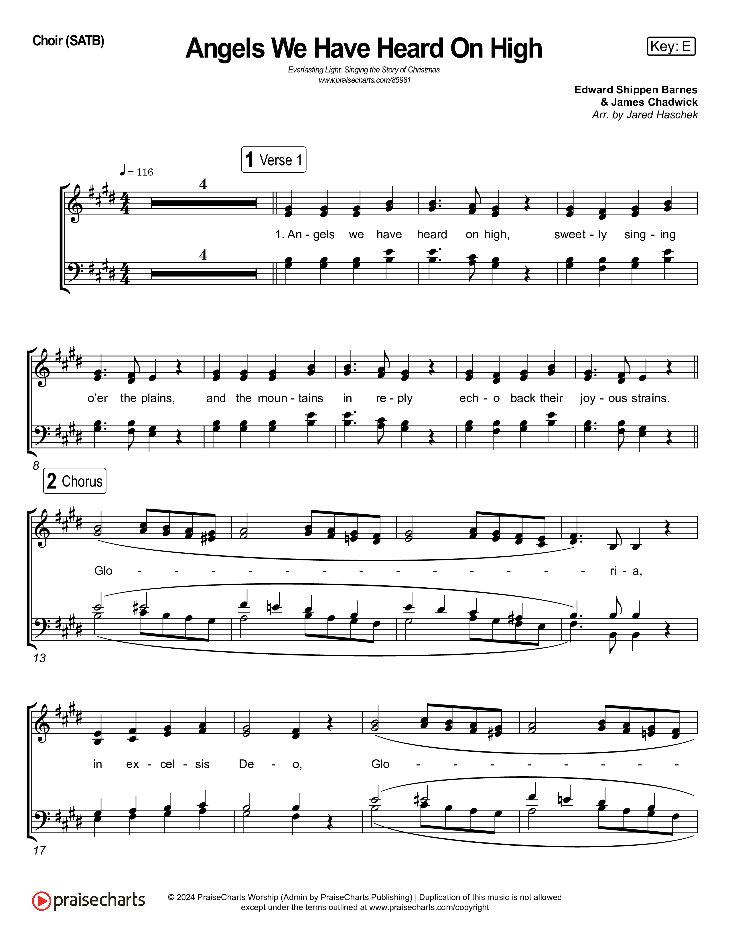 Angels We Have Heard On High (Live) Choir Sheet (SATB) (Museum Of The Bible / Indiana Wesleyan University Choir / Arr. Jared Haschek)