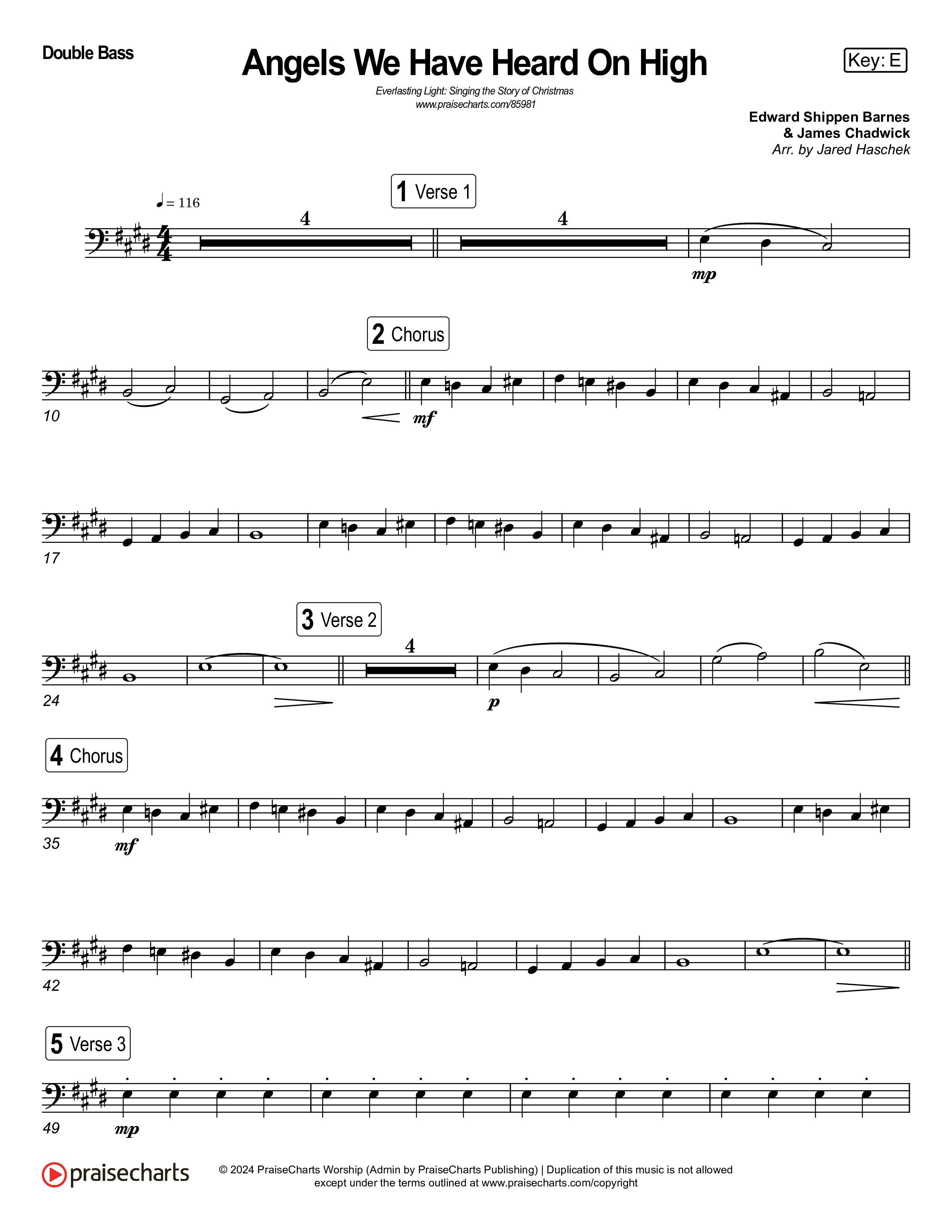 Angels We Have Heard On High (Live) String Bass (Museum Of The Bible / Indiana Wesleyan University Choir / Arr. Jared Haschek)