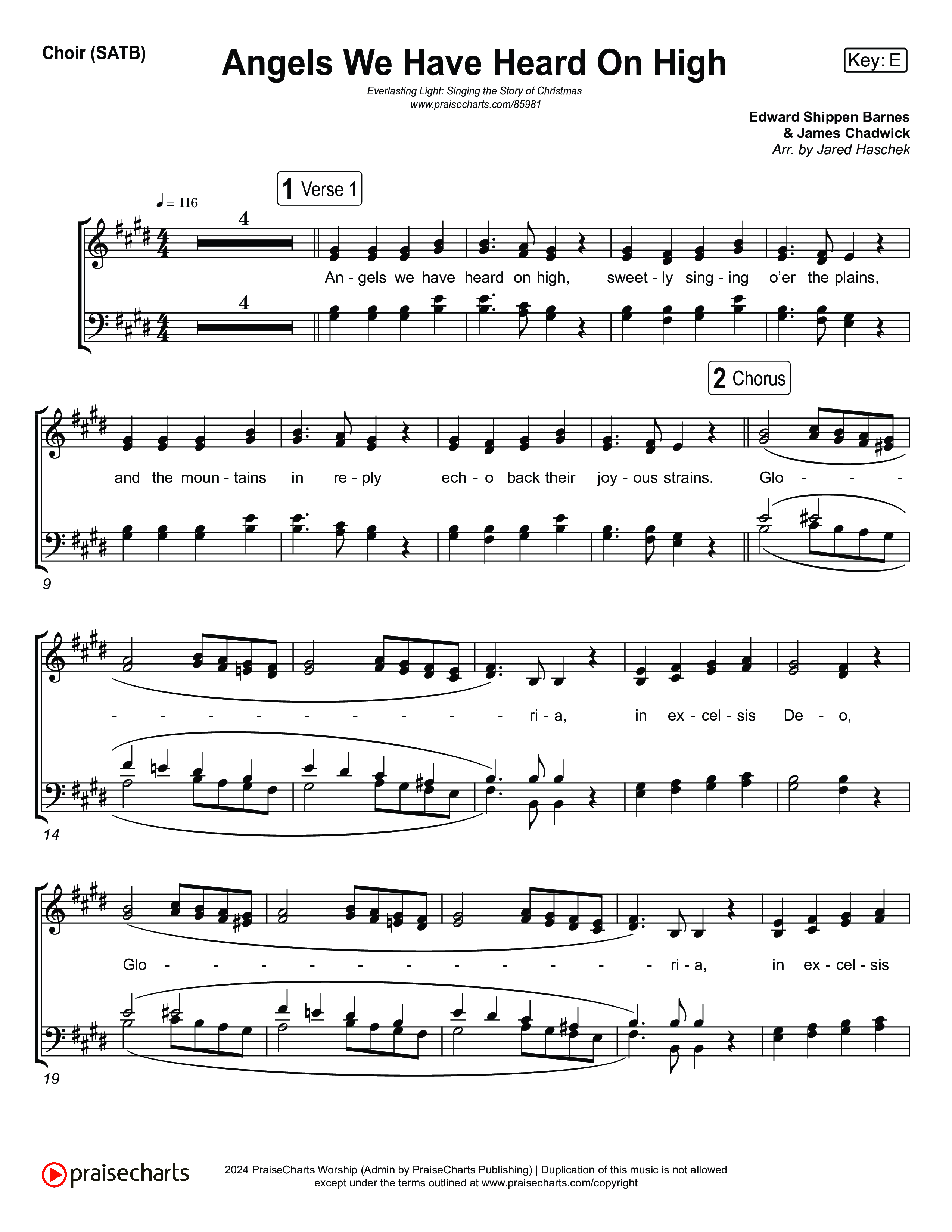 Angels We Have Heard On High (Live) Choir Sheet (SATB) (Museum Of The Bible / Indiana Wesleyan University Choir / Arr. Jared Haschek)