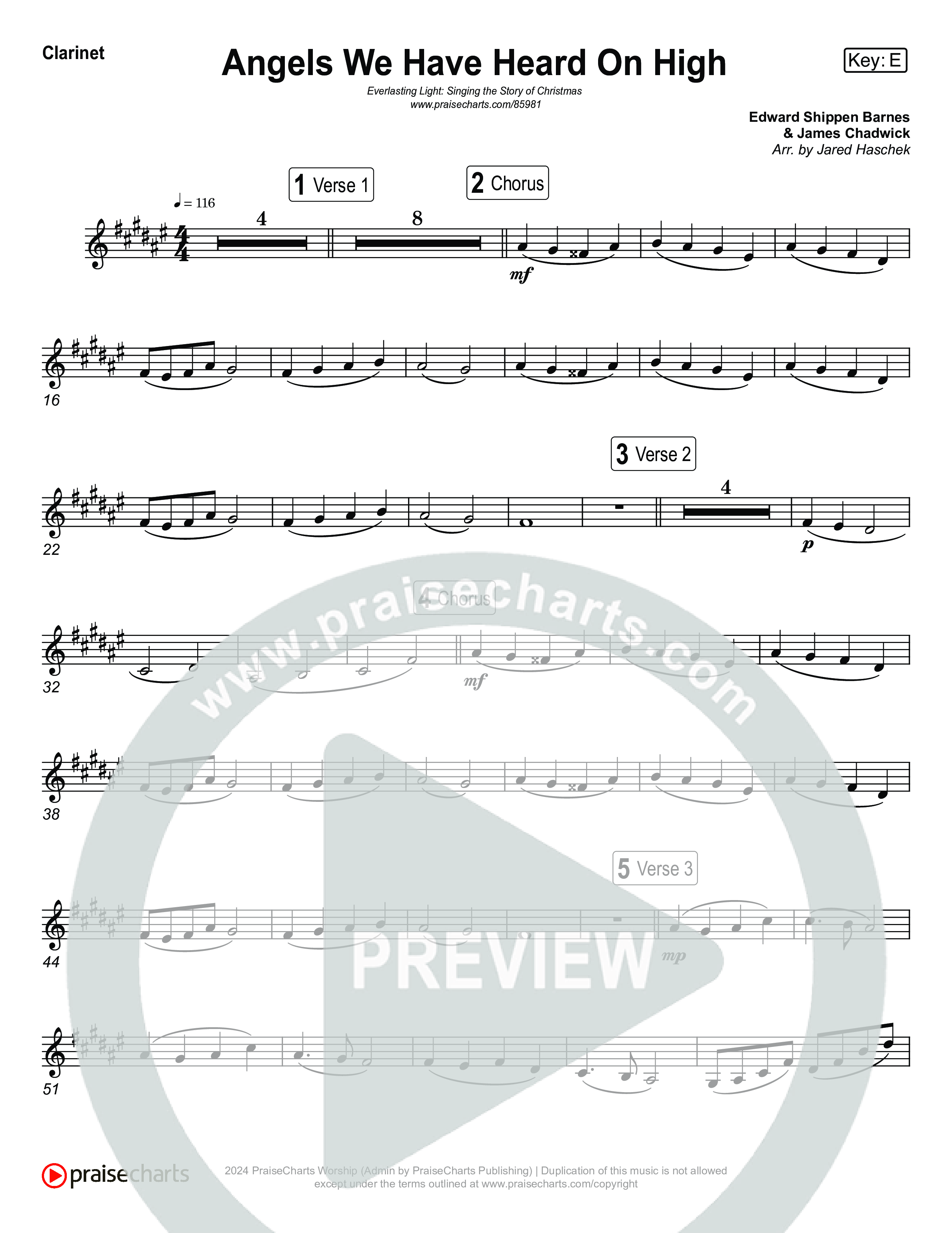 Angels We Have Heard On High (Live) Clarinet 1,2 (Museum Of The Bible / Indiana Wesleyan University Choir / Arr. Jared Haschek)