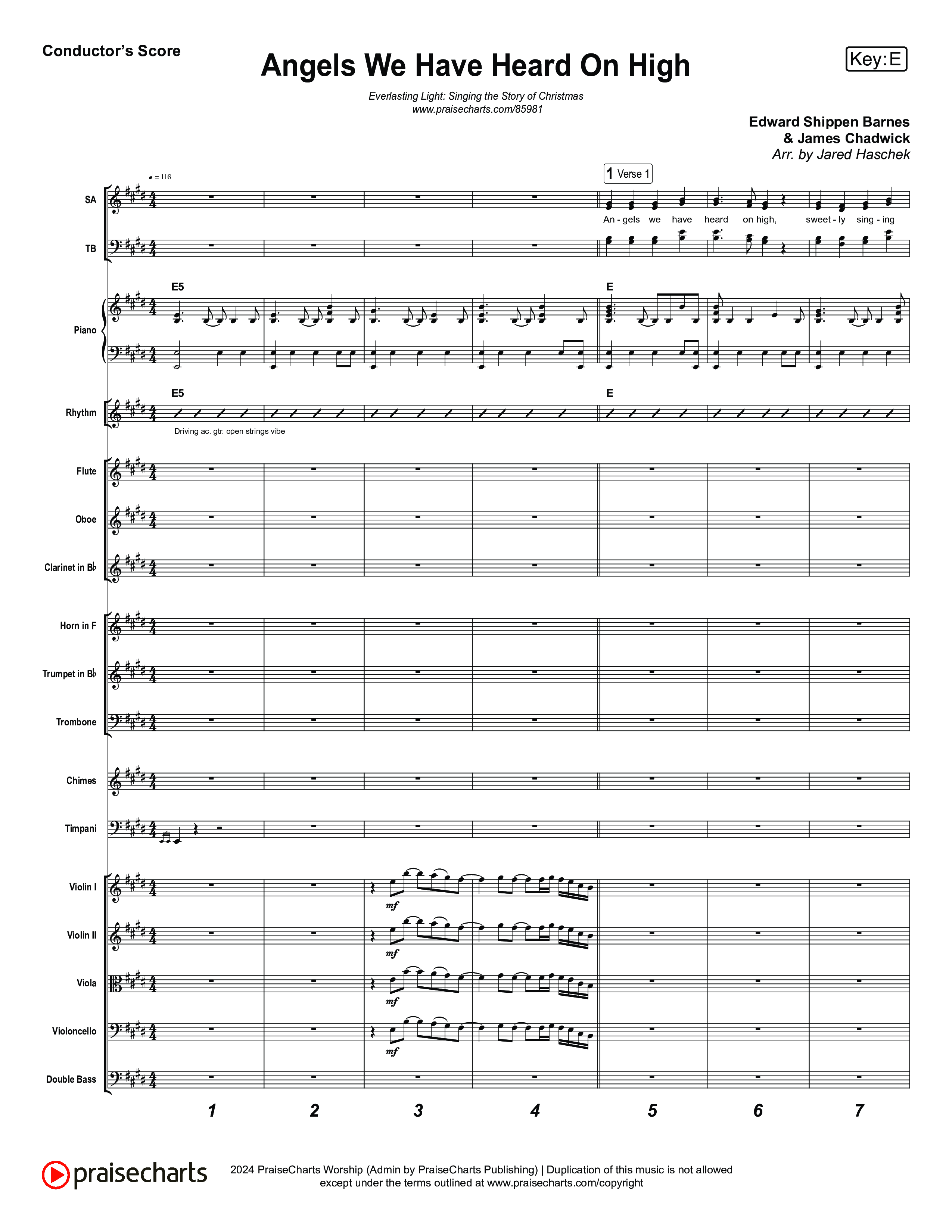 Angels We Have Heard On High (Live) Conductor's Score (Museum Of The Bible / Indiana Wesleyan University Choir / Arr. Jared Haschek)