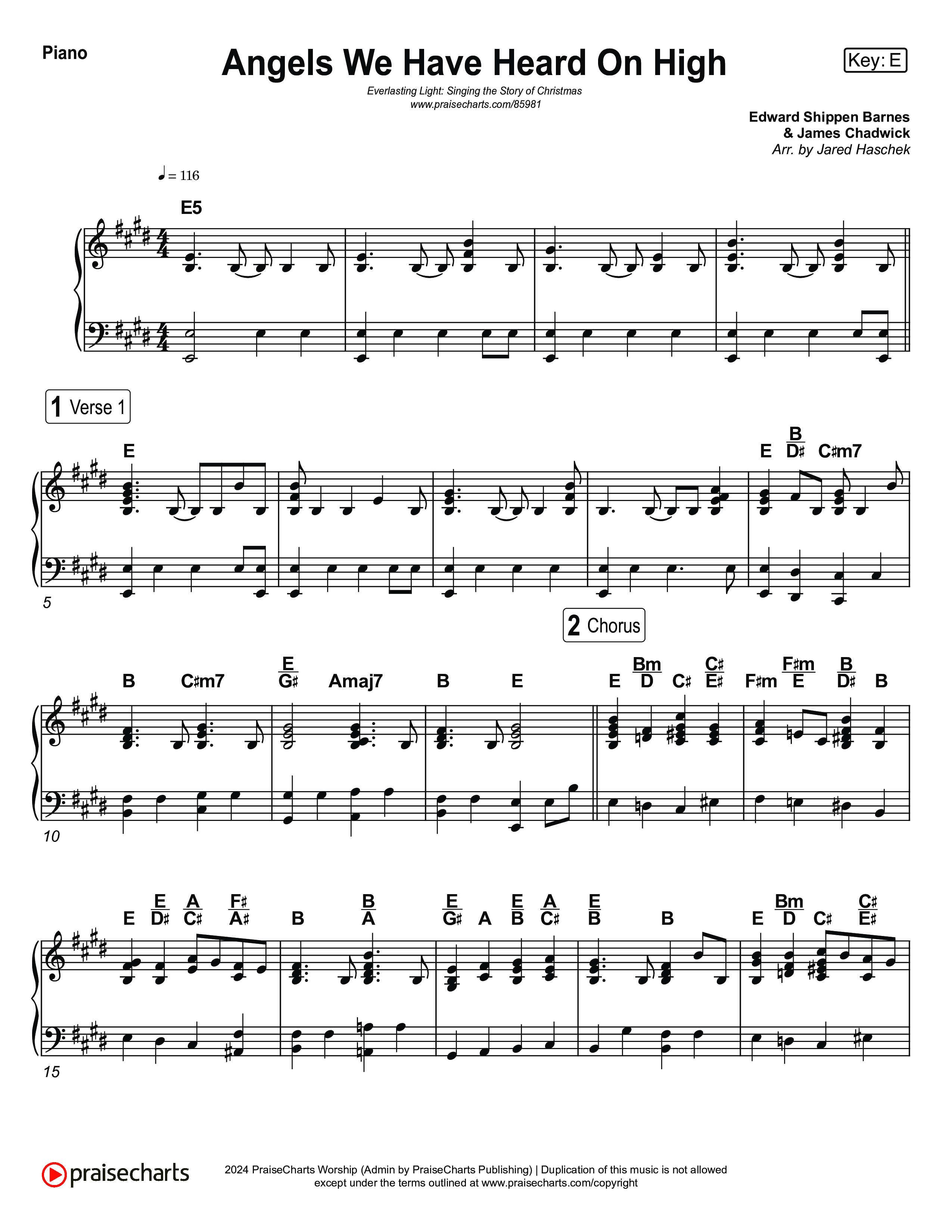 Angels We Have Heard On High (Live) Piano Sheet (Museum Of The Bible / Indiana Wesleyan University Choir / Arr. Jared Haschek)