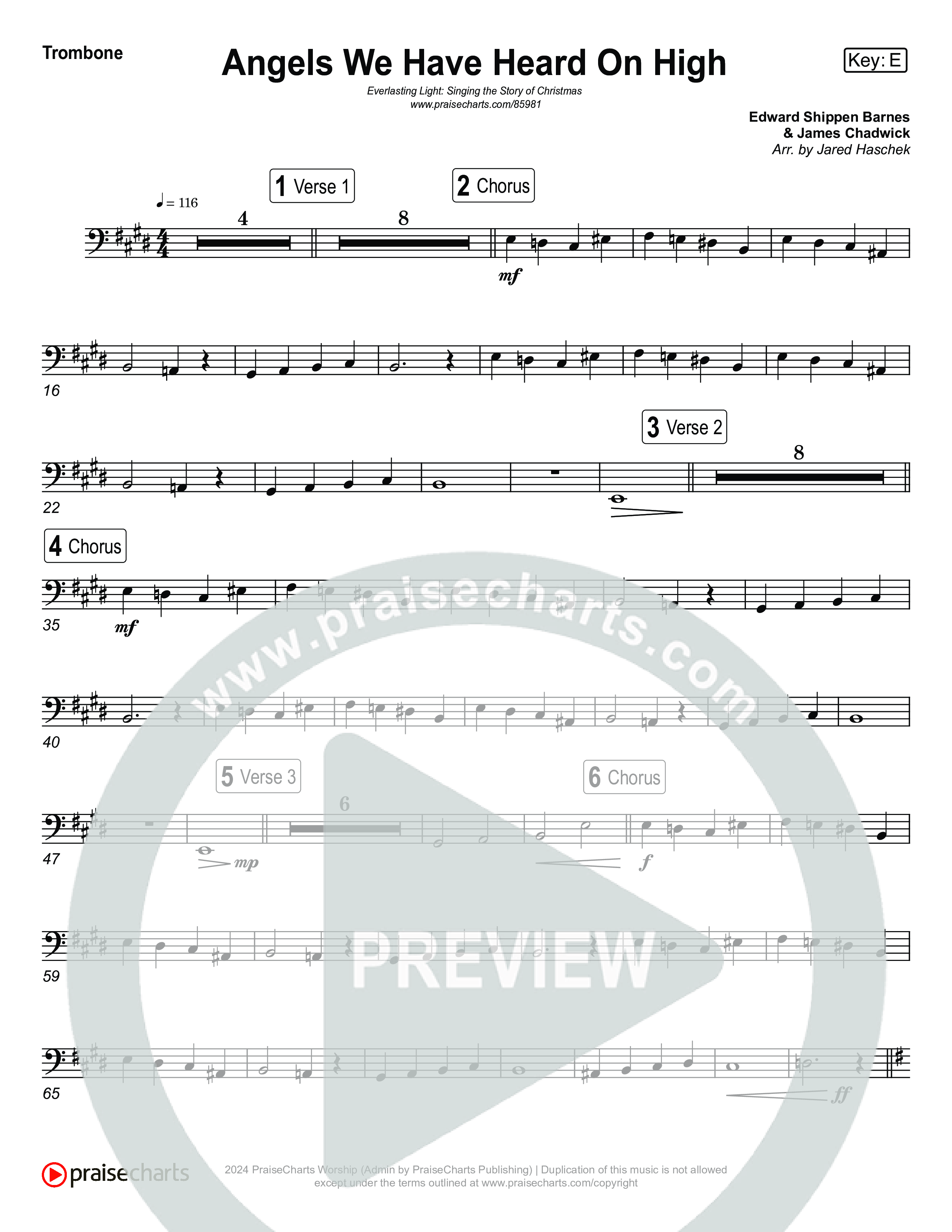 Angels We Have Heard On High (Live) Trombone 1,2 (Museum Of The Bible / Indiana Wesleyan University Choir / Arr. Jared Haschek)