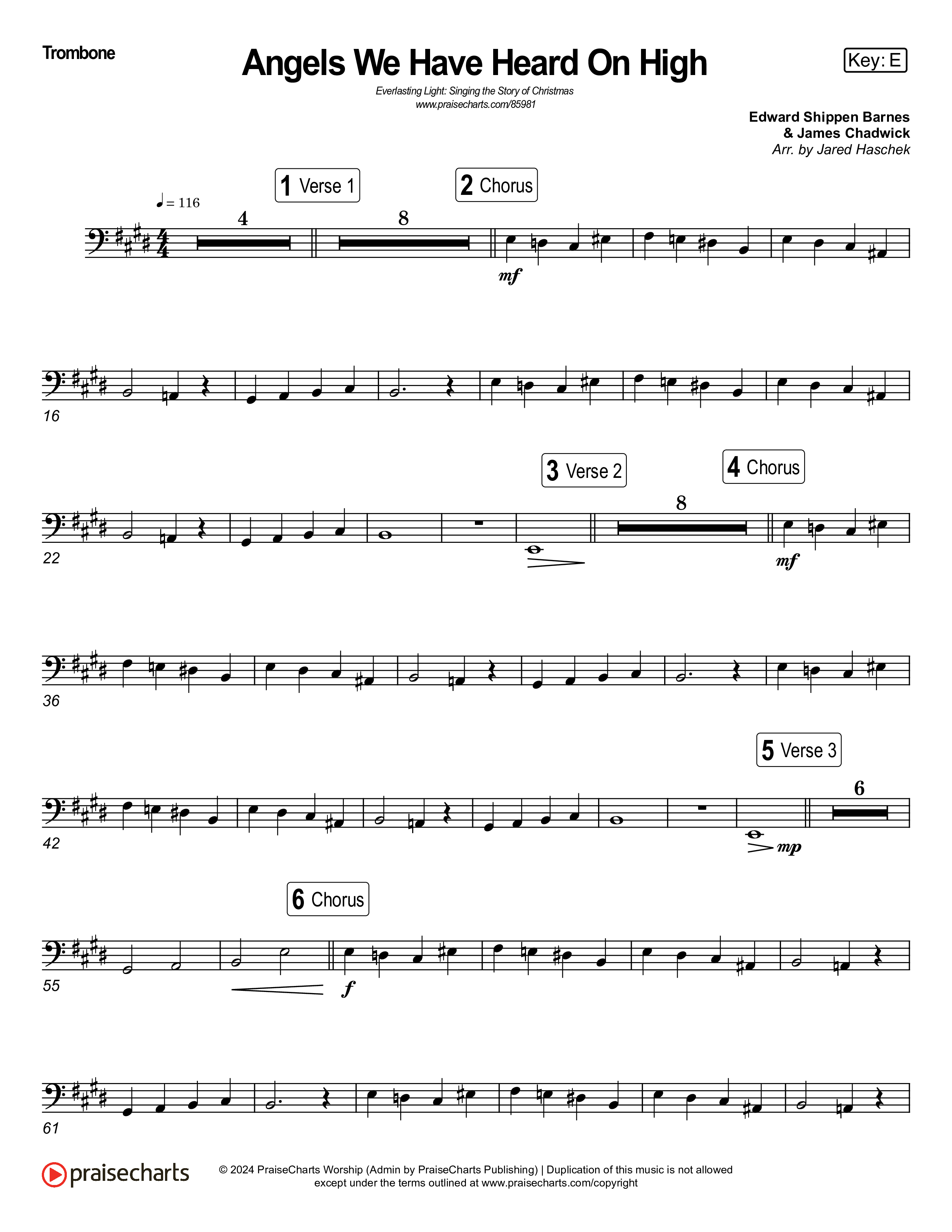 Angels We Have Heard On High (Live) Trombone 1,2 (Museum Of The Bible / Indiana Wesleyan University Choir / Arr. Jared Haschek)