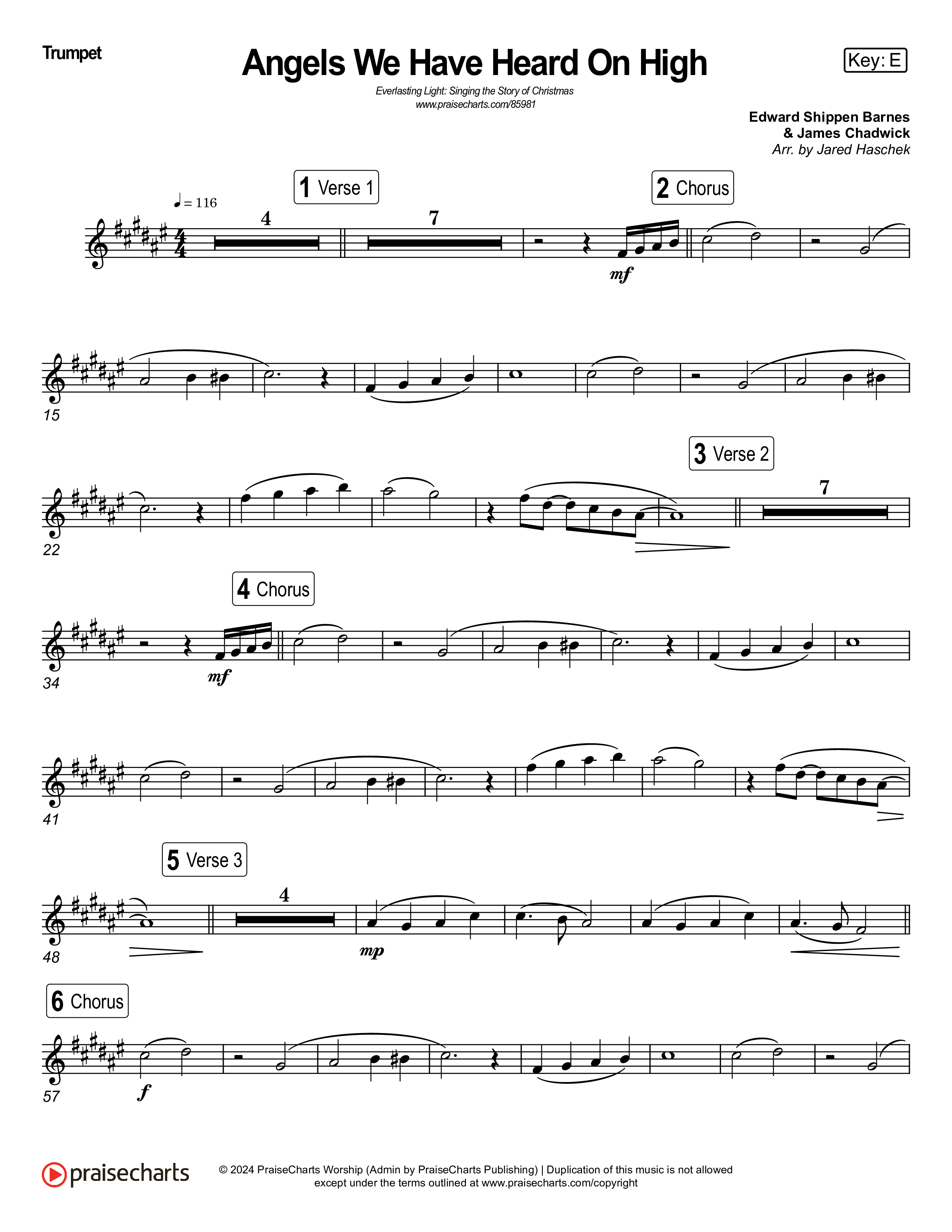 Angels We Have Heard On High (Live) Trumpet 1,2 (Museum Of The Bible / Indiana Wesleyan University Choir / Arr. Jared Haschek)