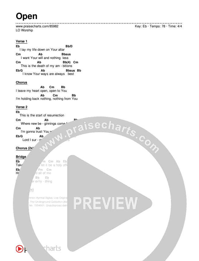 Open Chords & Lyrics (LO Worship)