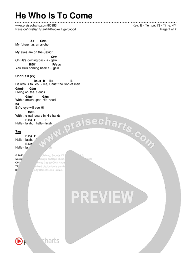 He Who Is To Come Chords & Lyrics (Passion / Kristian Stanfill / Brooke Ligertwood)