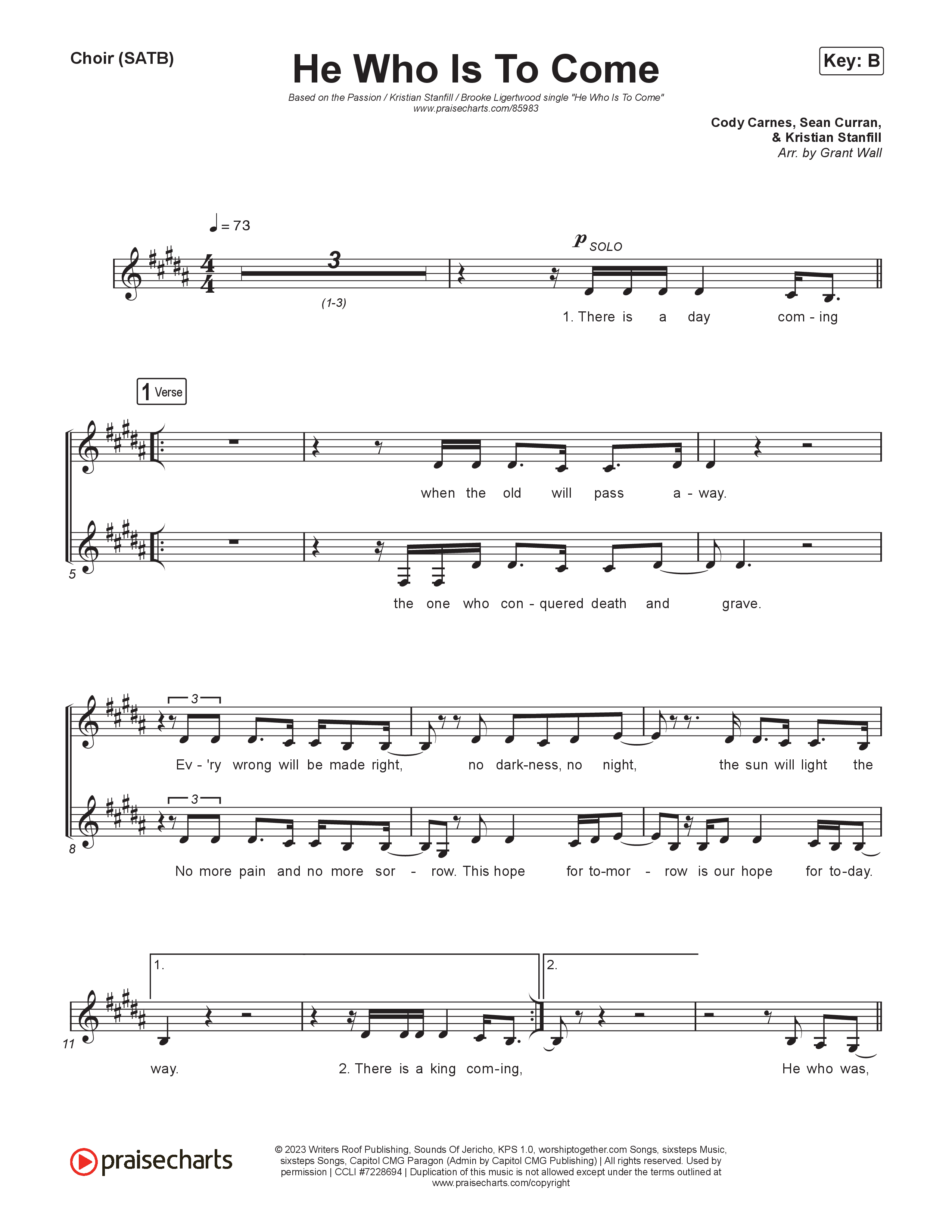 He Who Is To Come Choir Sheet (SATB) (Passion / Kristian Stanfill / Brooke Ligertwood)