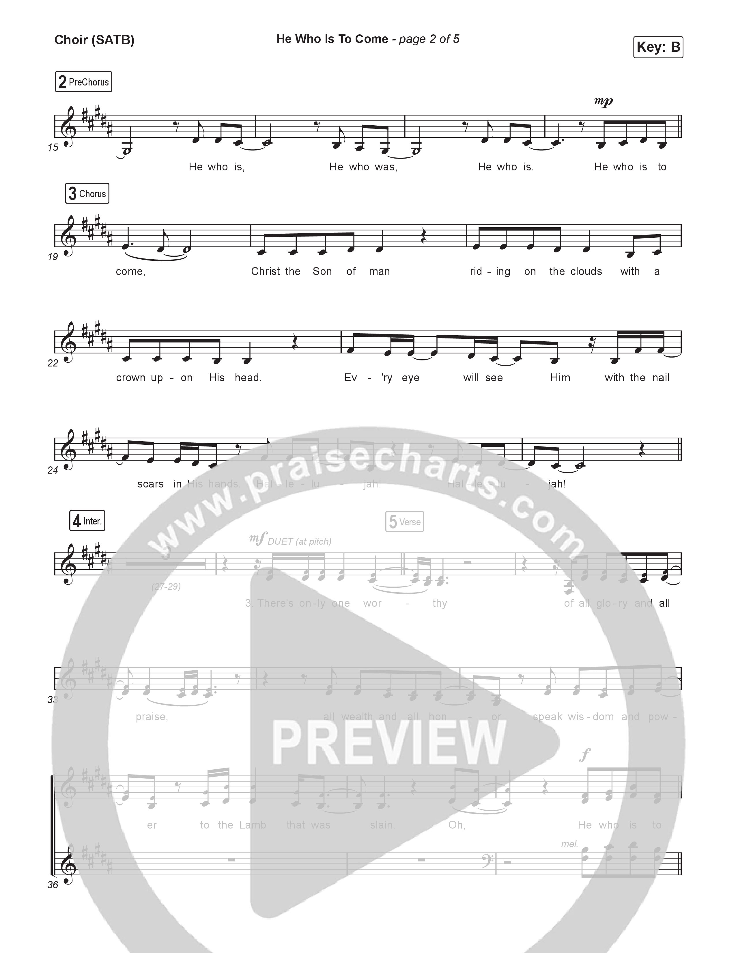 He Who Is To Come Choir Sheet (SATB) (Passion / Kristian Stanfill / Brooke Ligertwood)