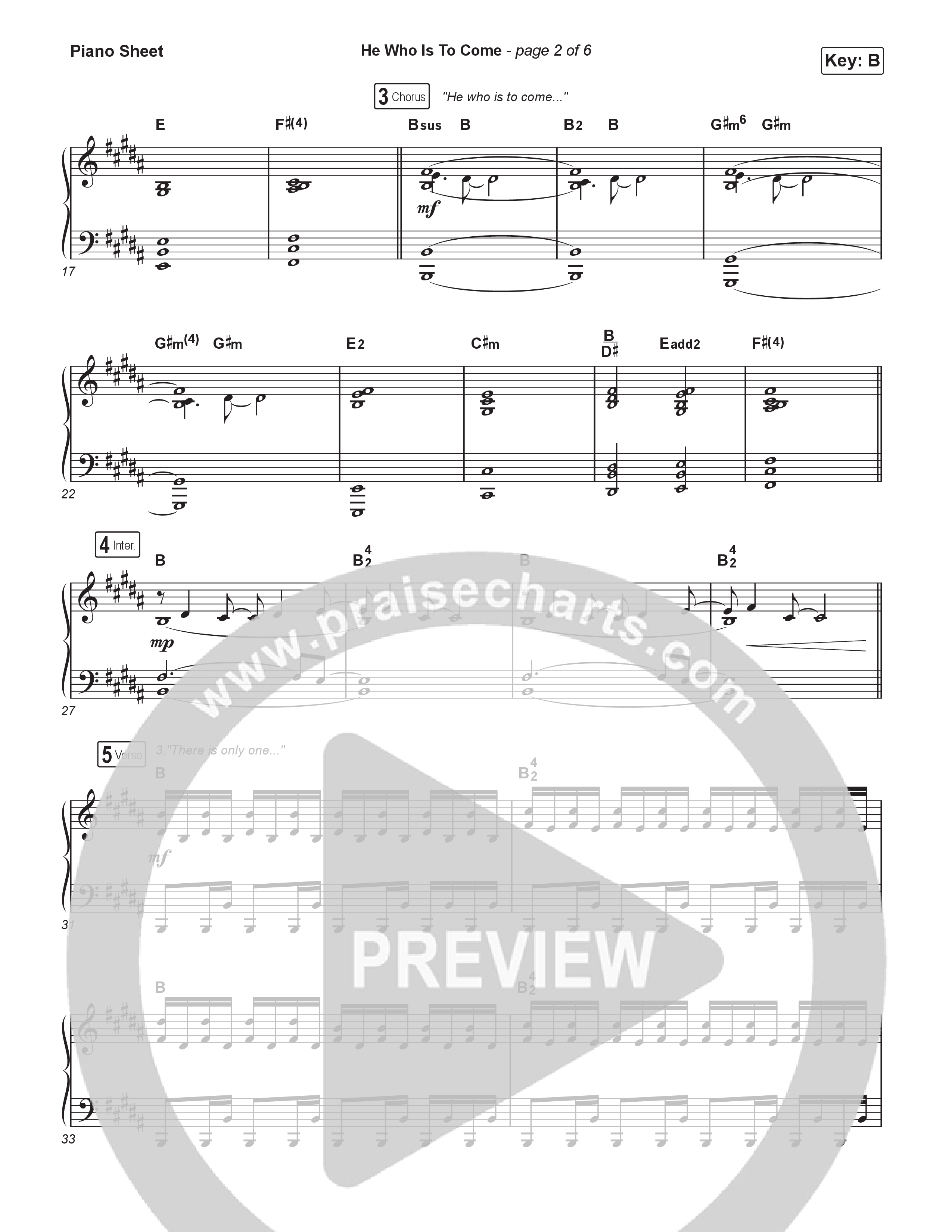 He Who Is To Come Piano Sheet (Passion / Kristian Stanfill / Brooke Ligertwood)