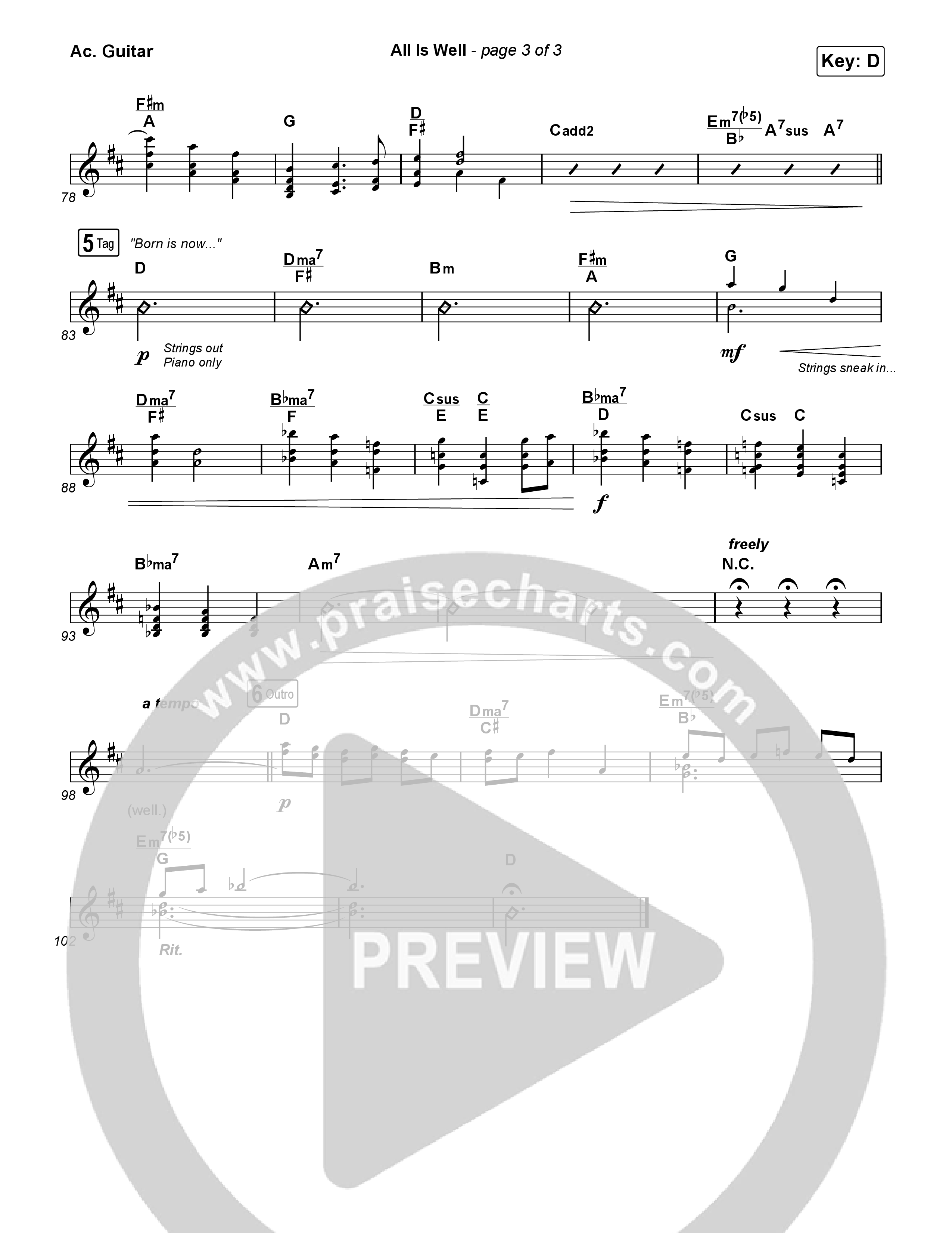 All Is Well Acoustic Guitar (Riley Clemmons / Michael W. Smith)