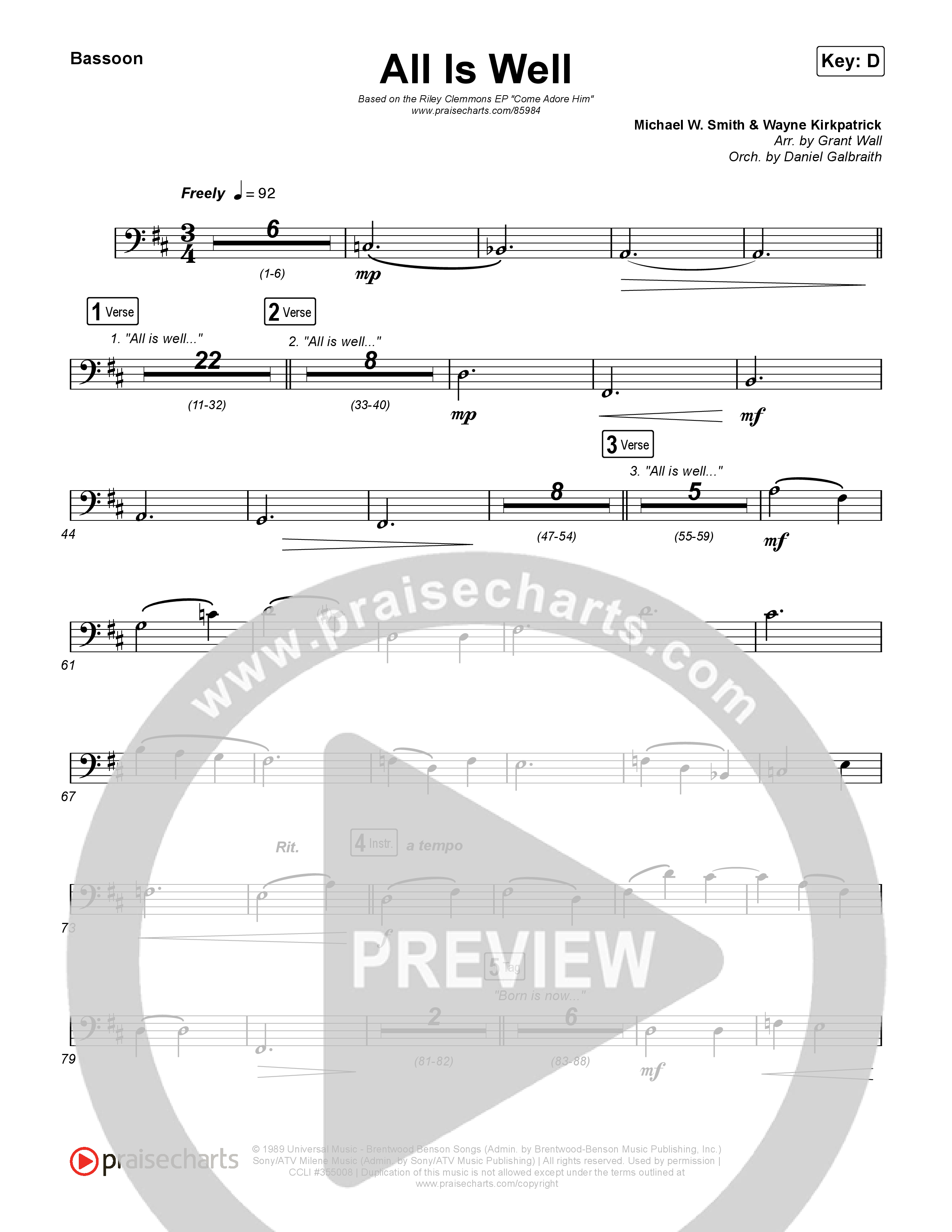 All Is Well Bassoon (Riley Clemmons / Michael W. Smith)