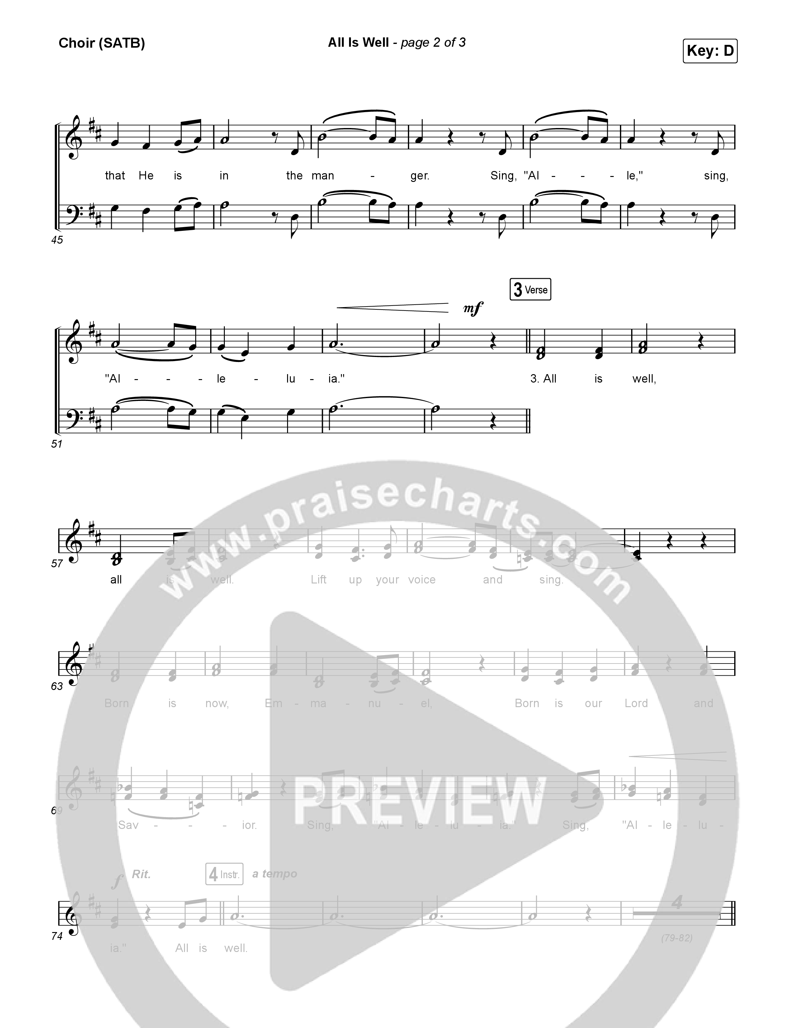 All Is Well Choir Sheet (SATB) (Riley Clemmons / Michael W. Smith)