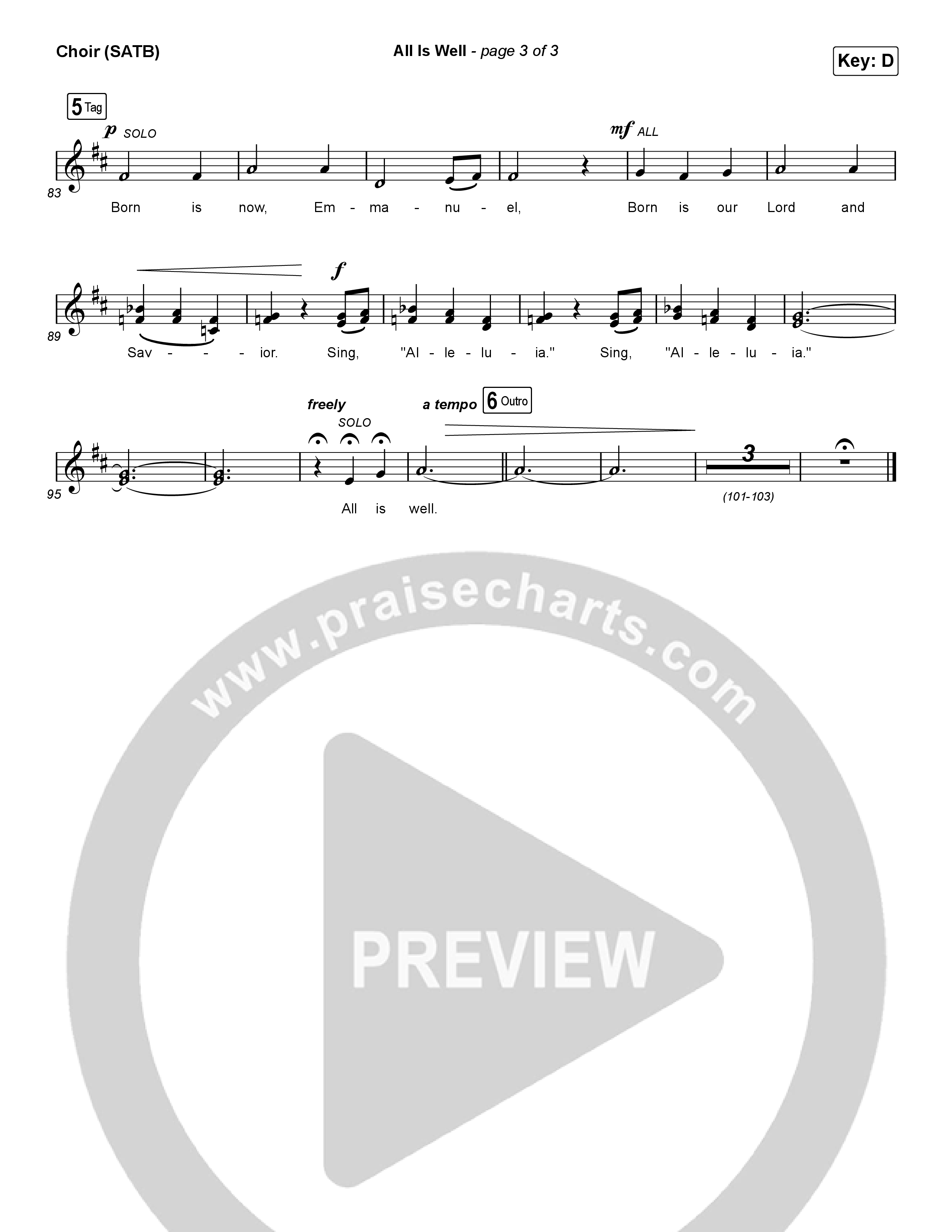 All Is Well Choir Sheet (SATB) (Riley Clemmons / Michael W. Smith)