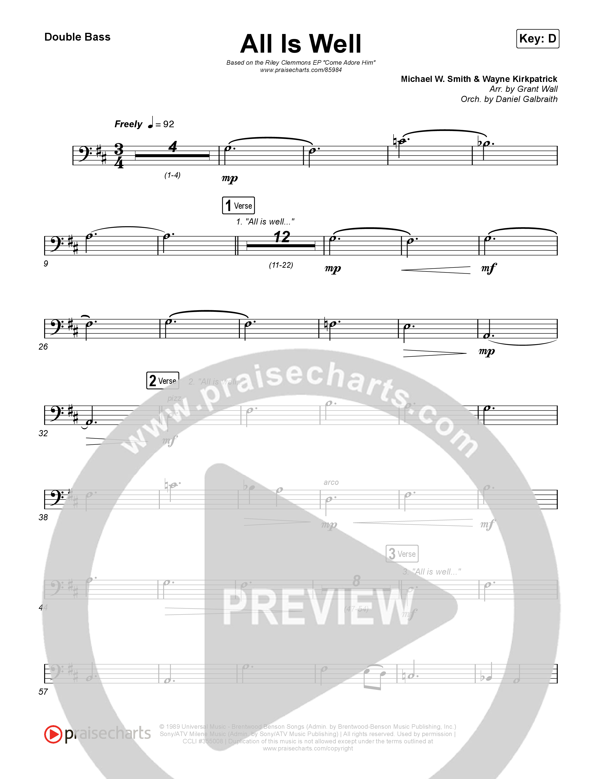 All Is Well String Bass (Riley Clemmons / Michael W. Smith)