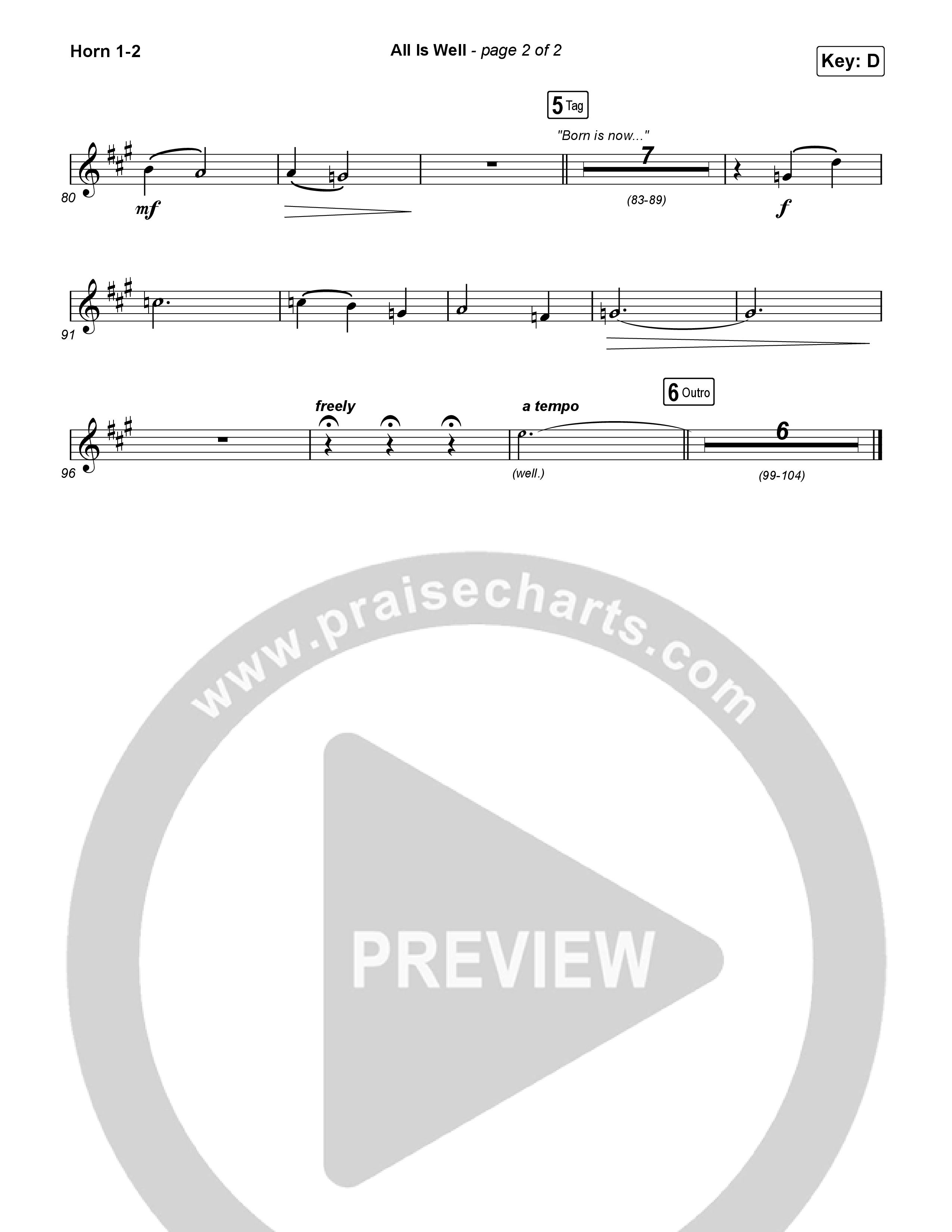 All Is Well French Horn 1,2 (Riley Clemmons / Michael W. Smith)