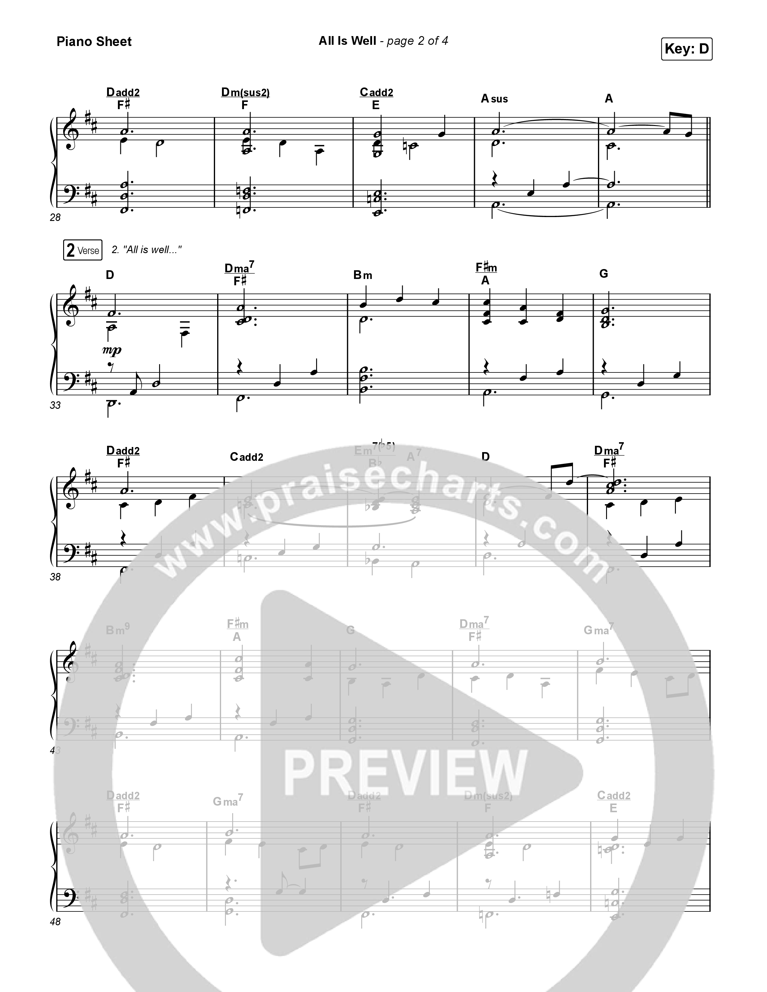 All Is Well Piano Sheet (Riley Clemmons / Michael W. Smith)