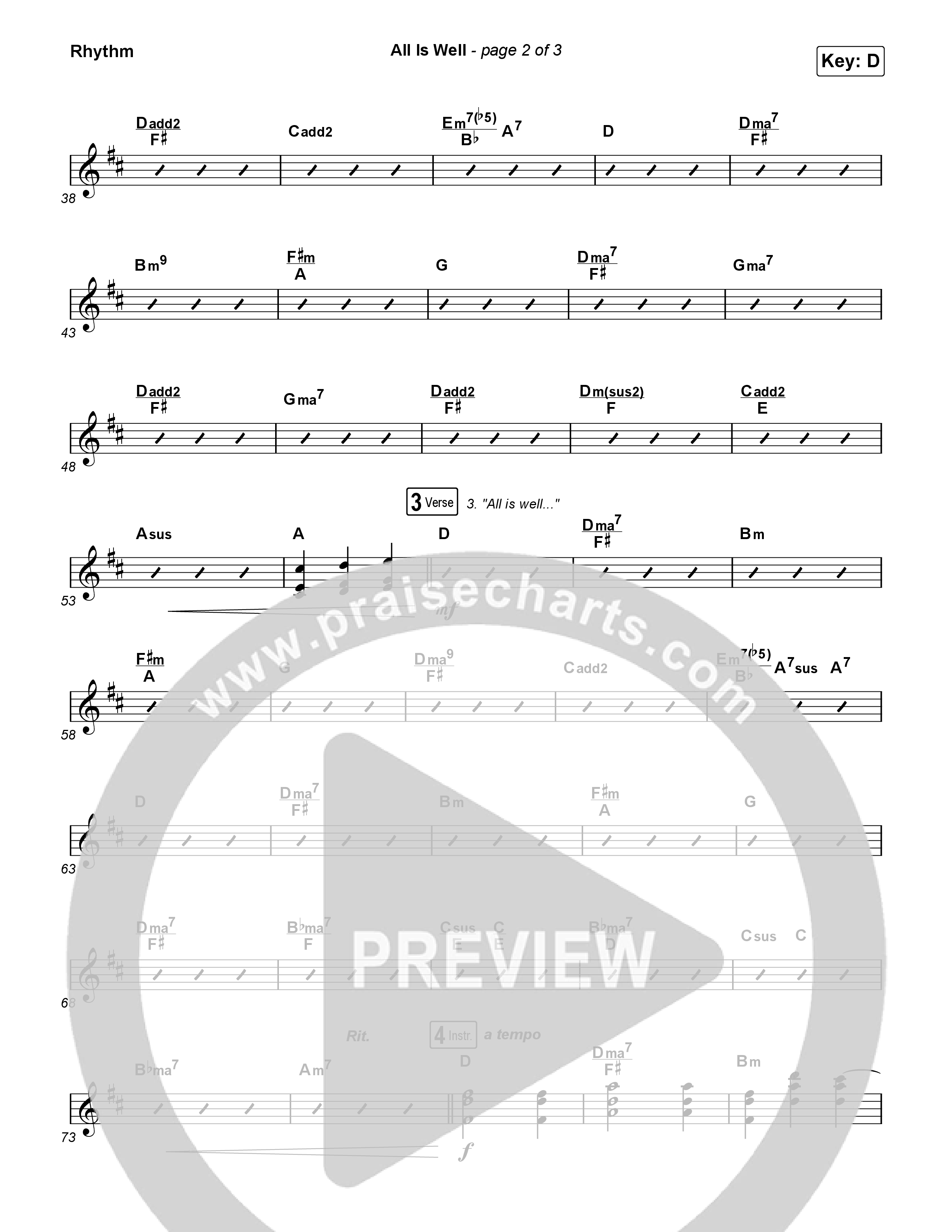 All Is Well Rhythm Chart (Riley Clemmons / Michael W. Smith)