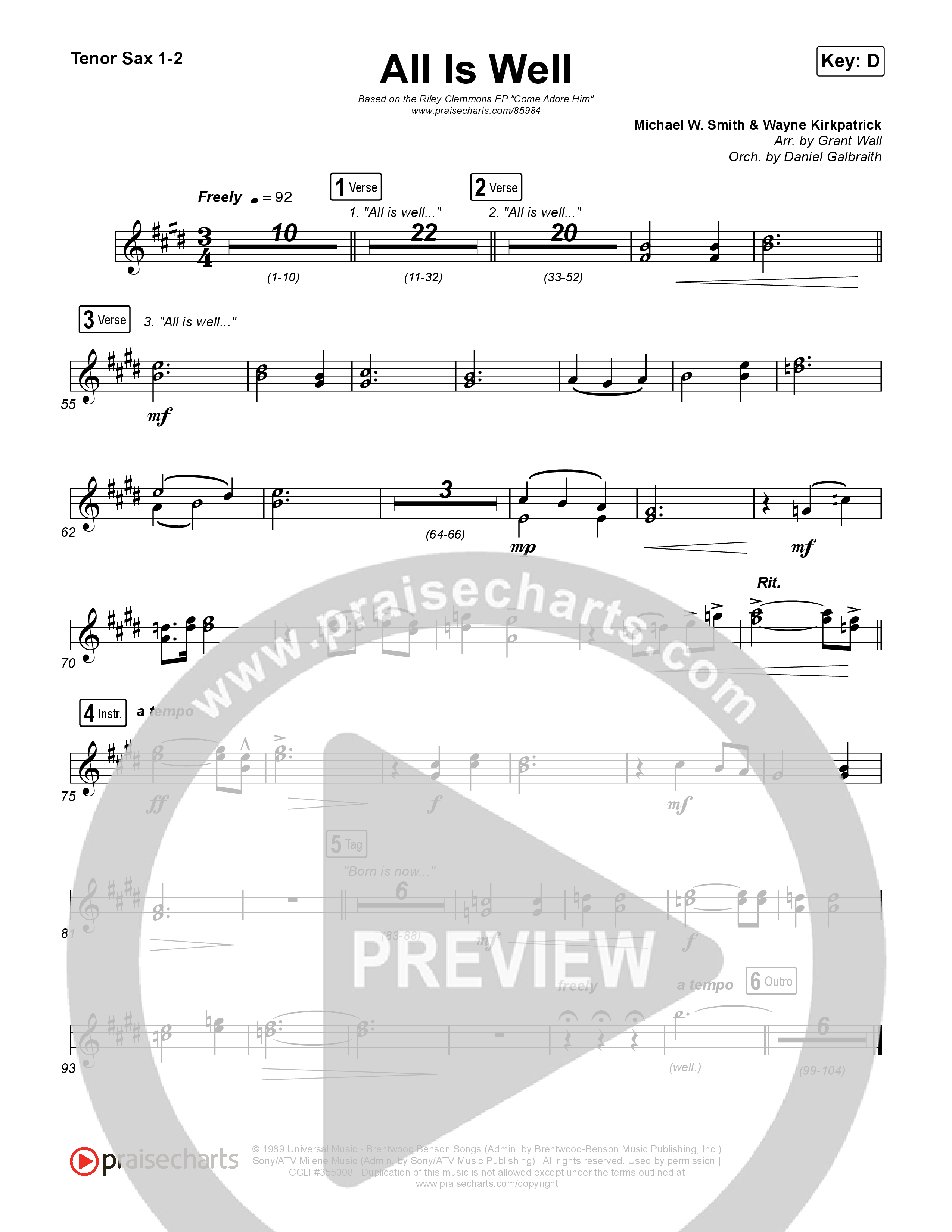 All Is Well Sax Pack (Riley Clemmons / Michael W. Smith)