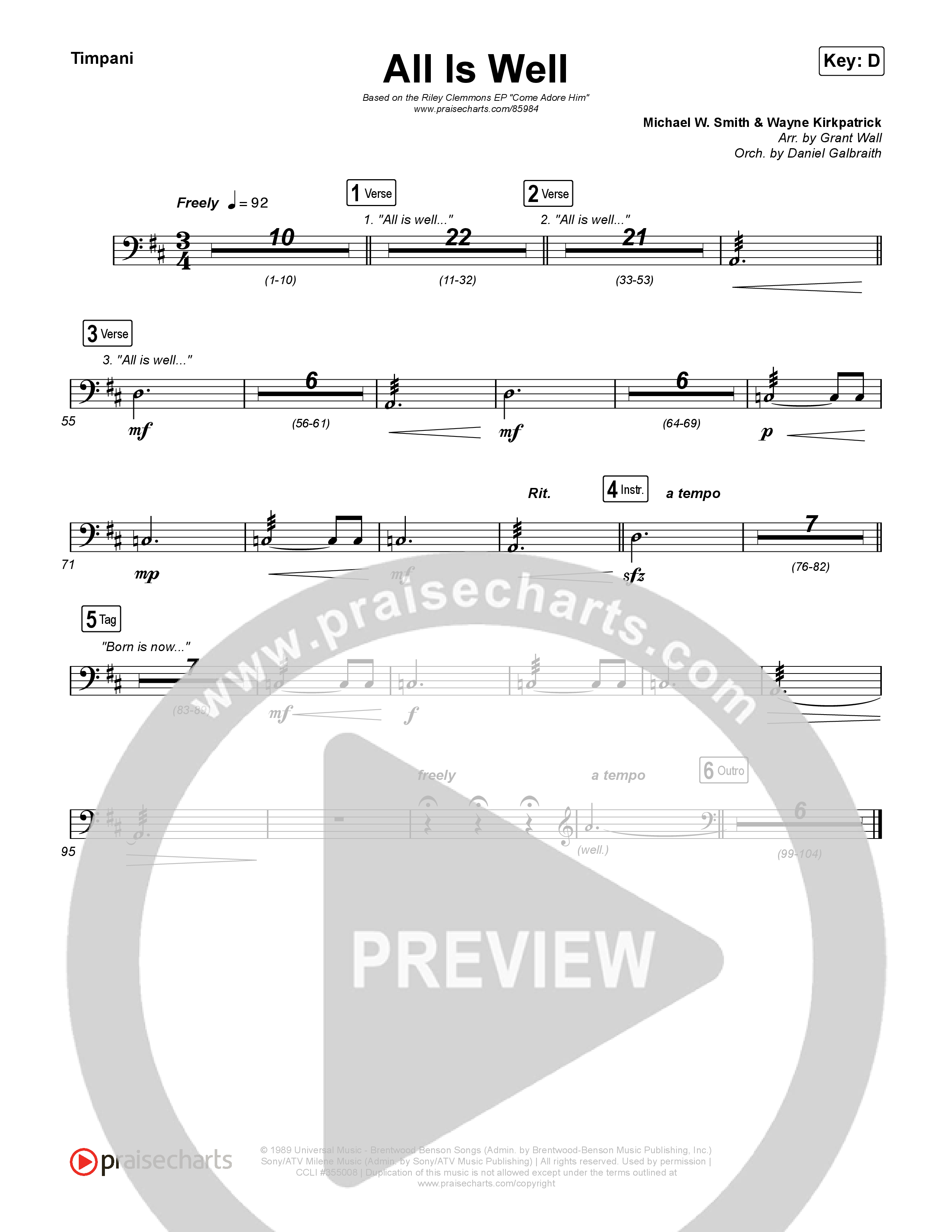 All Is Well Timpani (Riley Clemmons / Michael W. Smith)