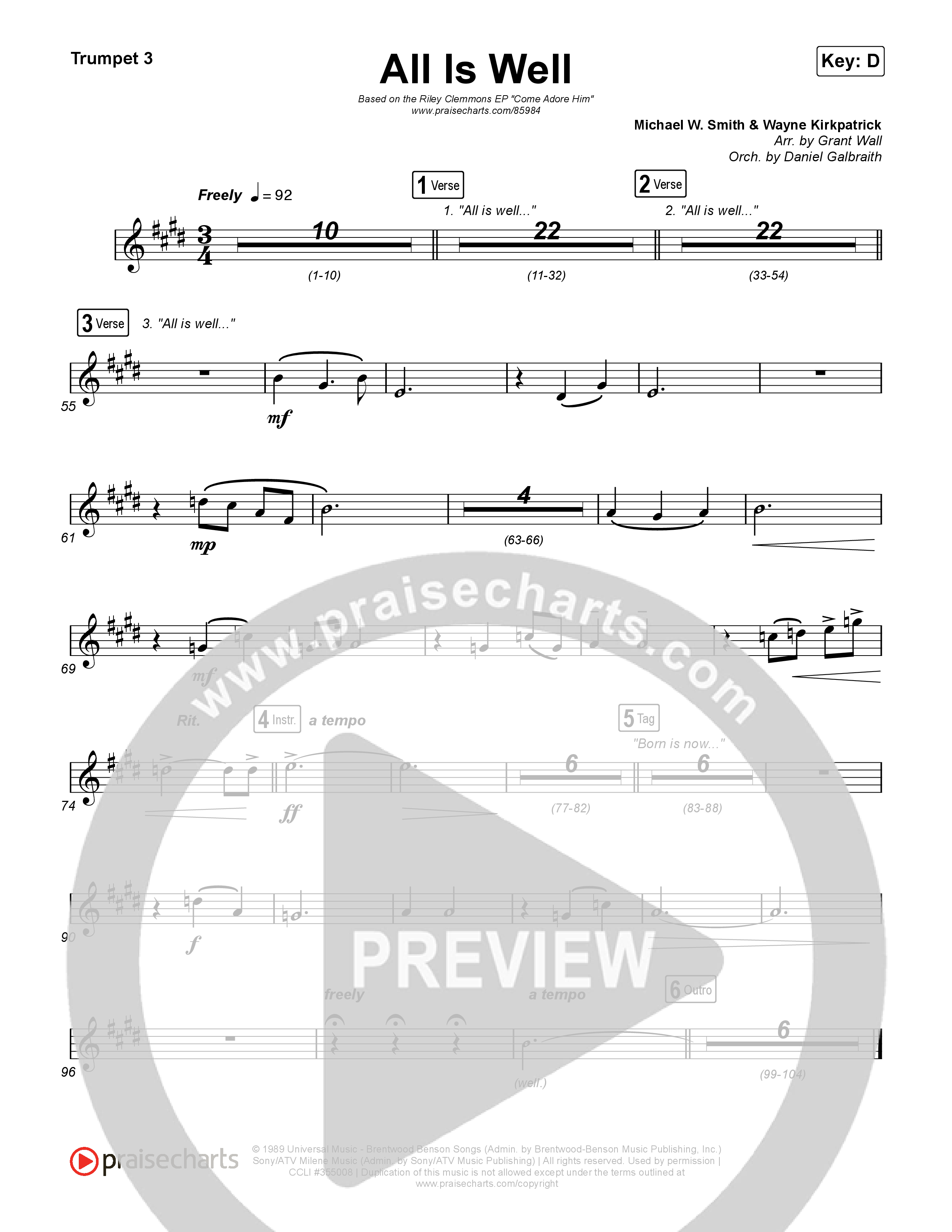 All Is Well Trumpet 1,2 (Riley Clemmons / Michael W. Smith)