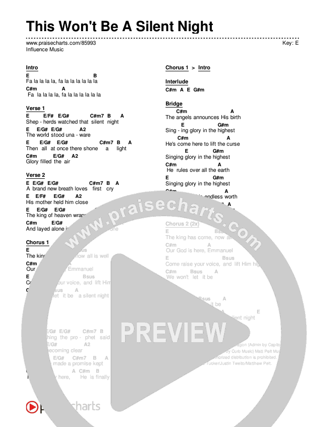 This Won't Be A Silent Night Chords & Lyrics (Influence Music)