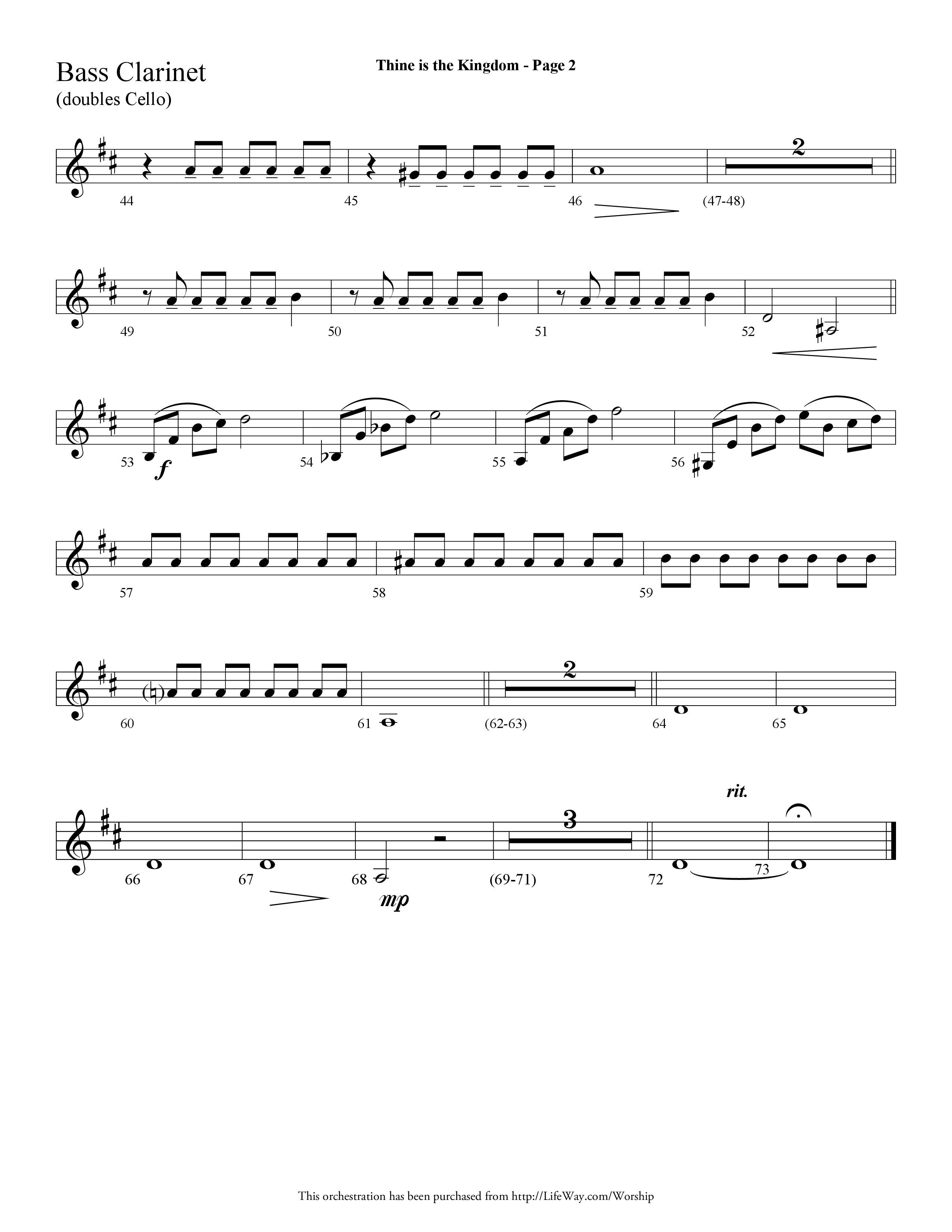 Thine is the Kingdom (The Lord's Prayer) (Choral Anthem SATB) Bass Clarinet (Lifeway Choral / Arr. Dave Williamson)