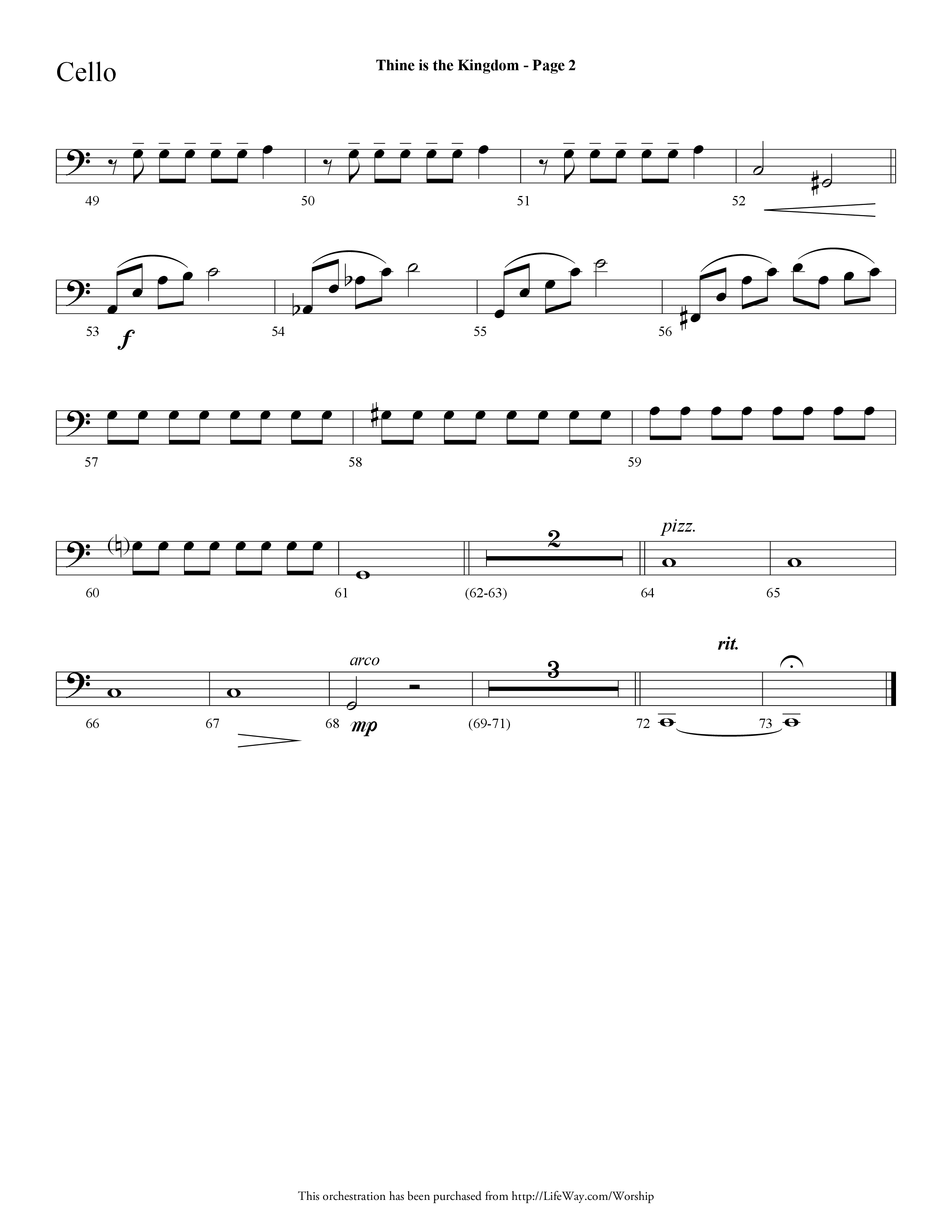 Thine is the Kingdom (The Lord's Prayer) (Choral Anthem SATB) Cello (Lifeway Choral / Arr. Dave Williamson)