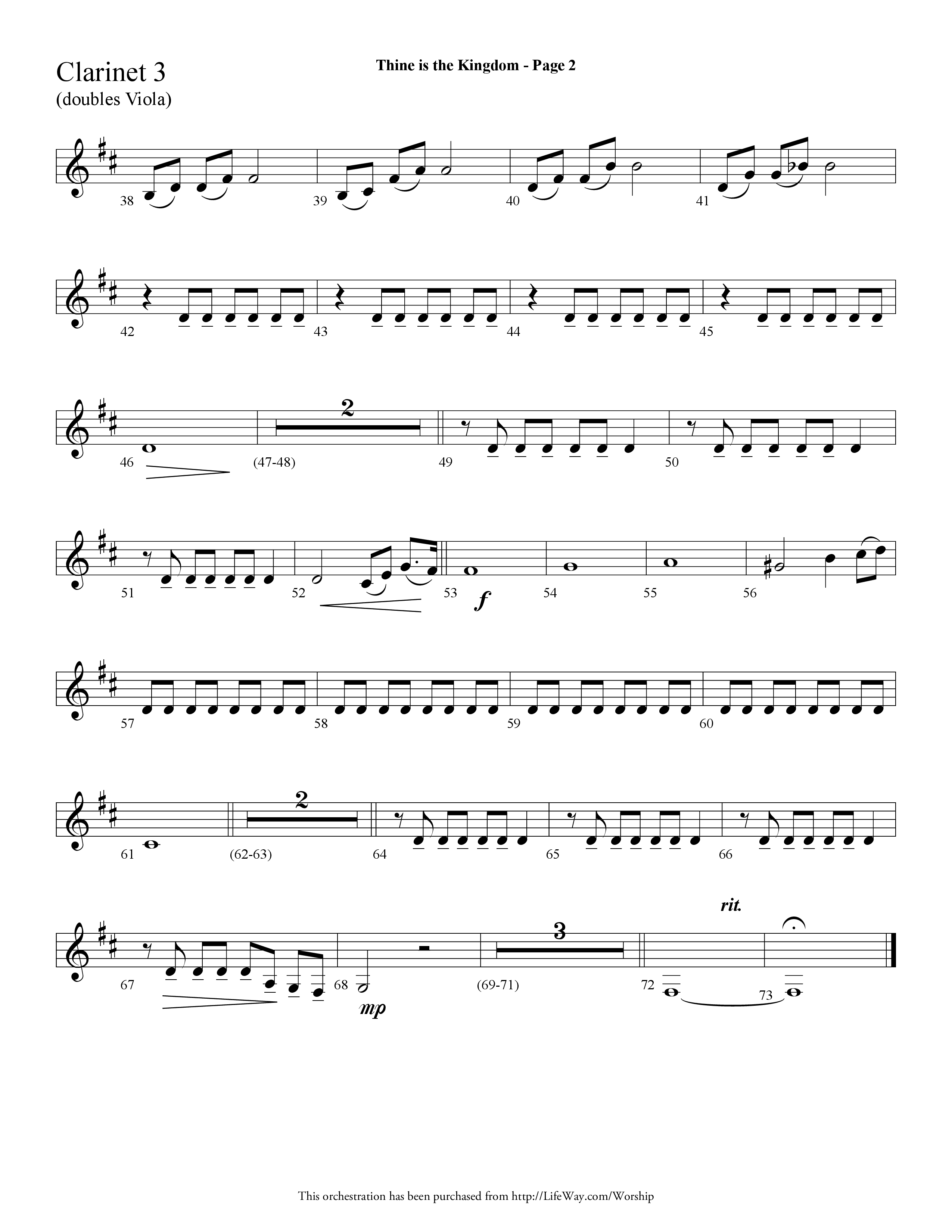 Thine is the Kingdom (The Lord's Prayer) (Choral Anthem SATB) Clarinet 3 (Lifeway Choral / Arr. Dave Williamson)