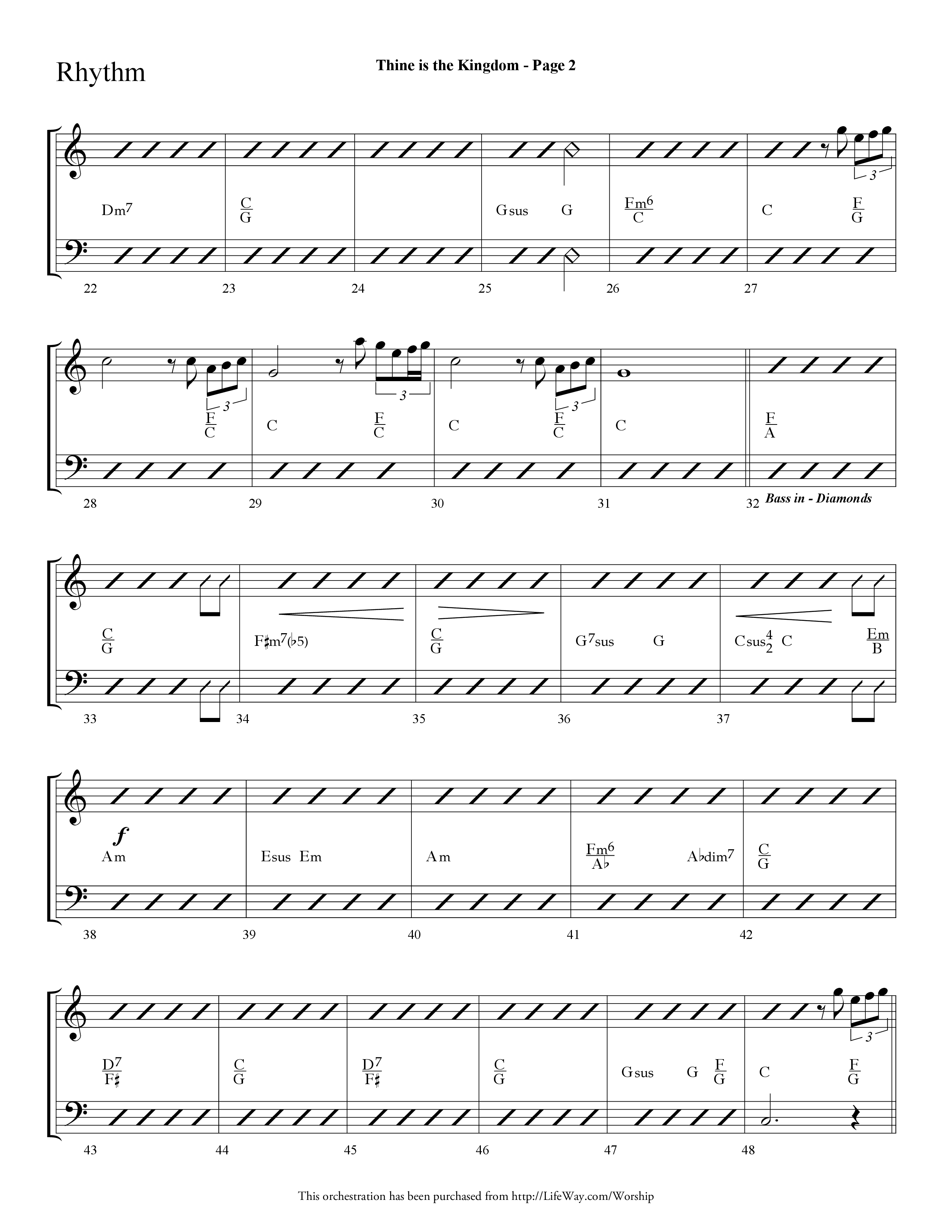 Thine is the Kingdom (The Lord's Prayer) (Choral Anthem SATB) Rhythm Chart (Lifeway Choral / Arr. Dave Williamson)