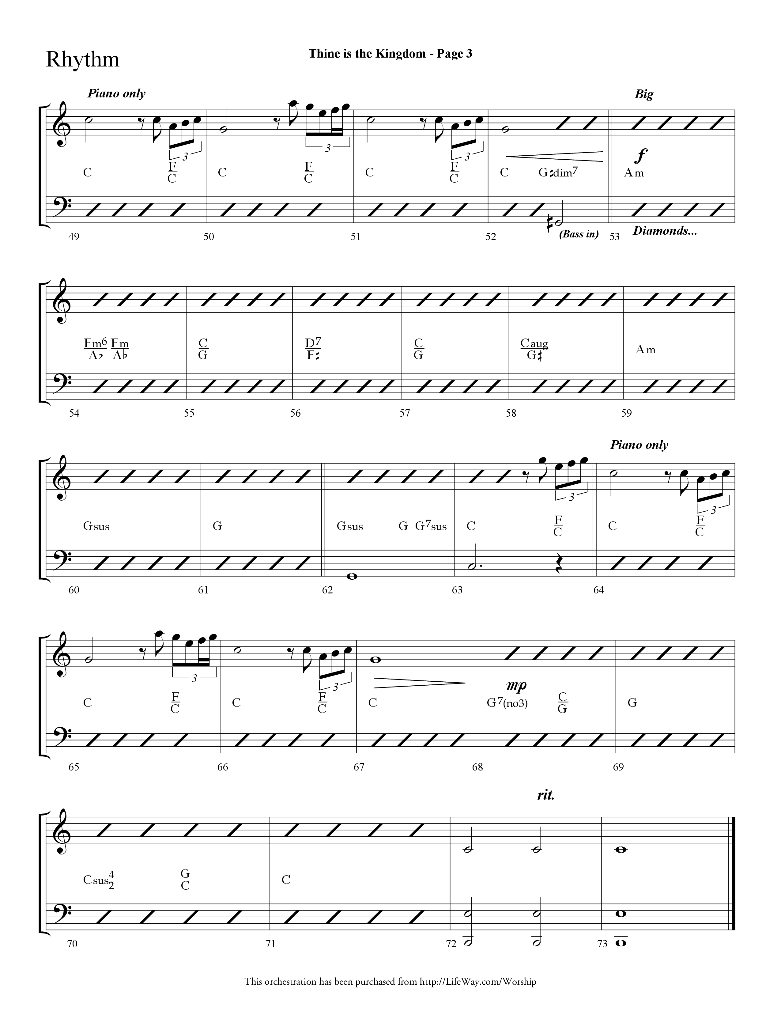 Thine is the Kingdom (The Lord's Prayer) (Choral Anthem SATB) Rhythm Chart (Lifeway Choral / Arr. Dave Williamson)