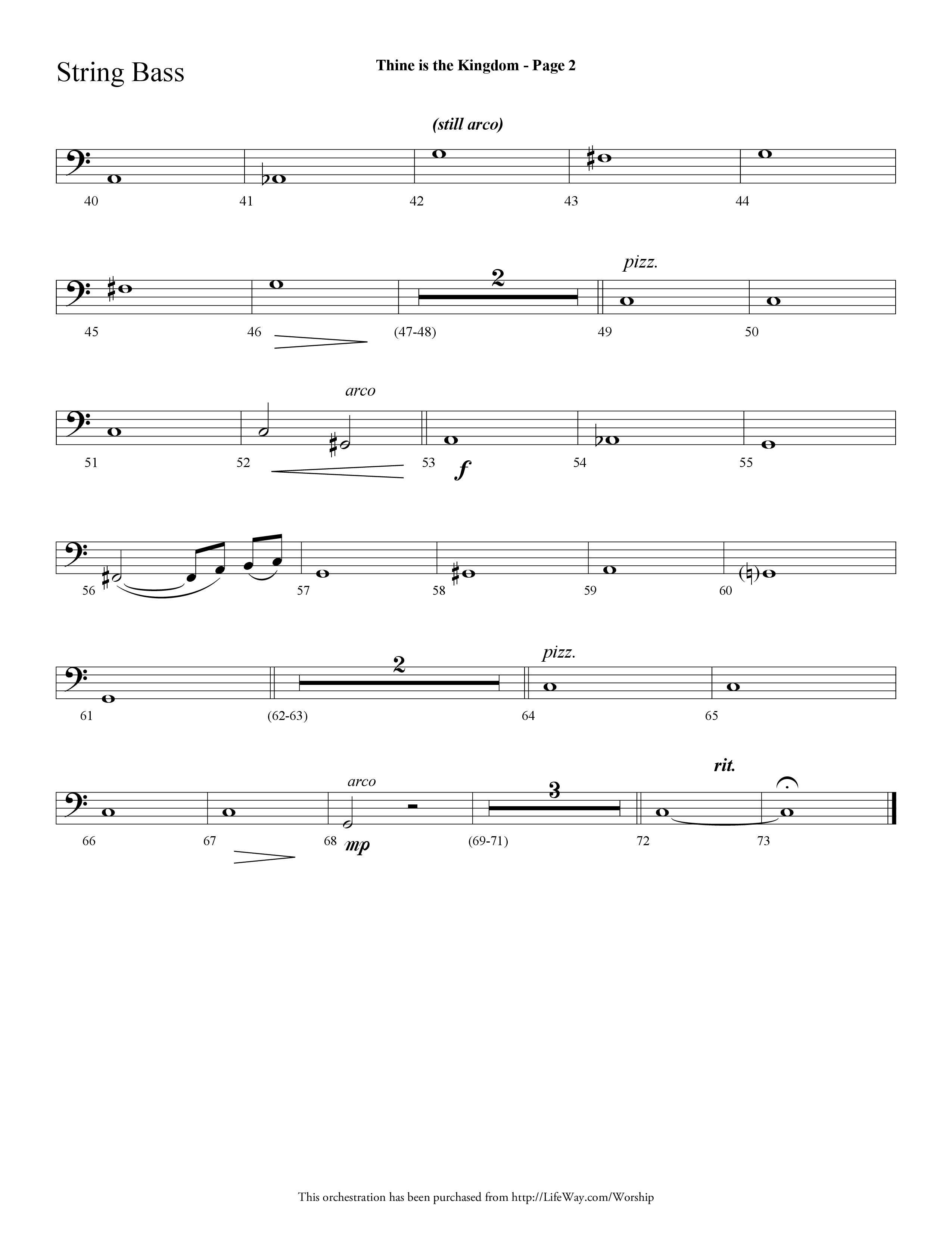 Thine is the Kingdom (The Lord's Prayer) (Choral Anthem SATB) String Bass (Lifeway Choral / Arr. Dave Williamson)