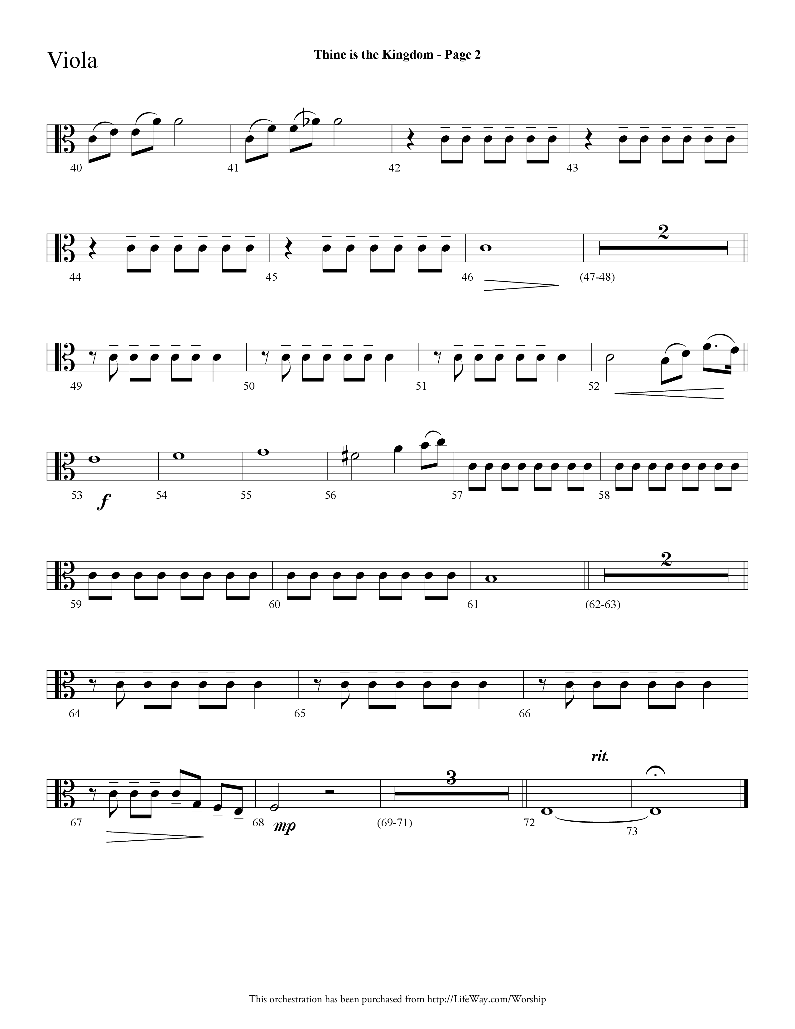 Thine is the Kingdom (The Lord's Prayer) (Choral Anthem SATB) Viola (Lifeway Choral / Arr. Dave Williamson)