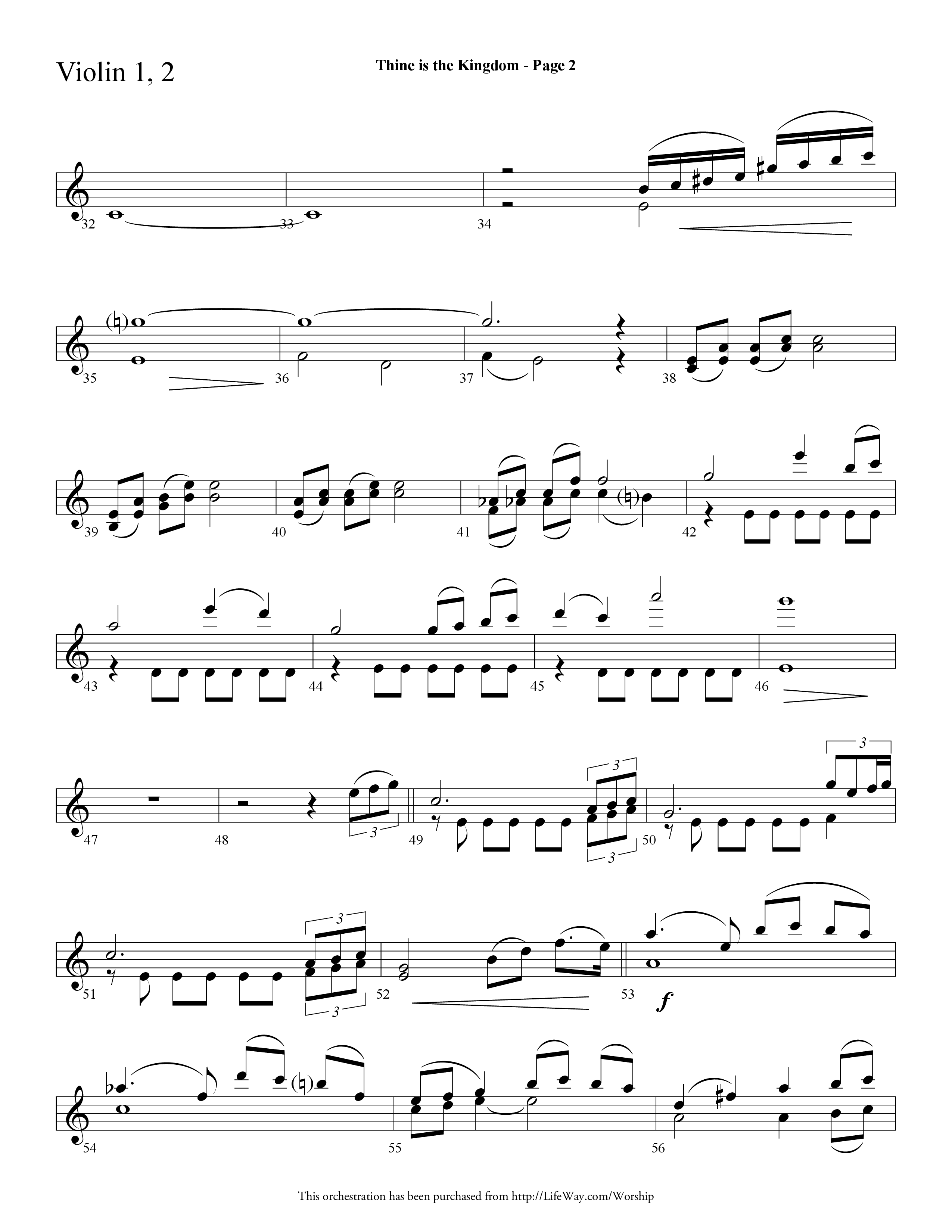 Thine is the Kingdom (The Lord's Prayer) (Choral Anthem SATB) Violin 1/2 (Lifeway Choral / Arr. Dave Williamson)