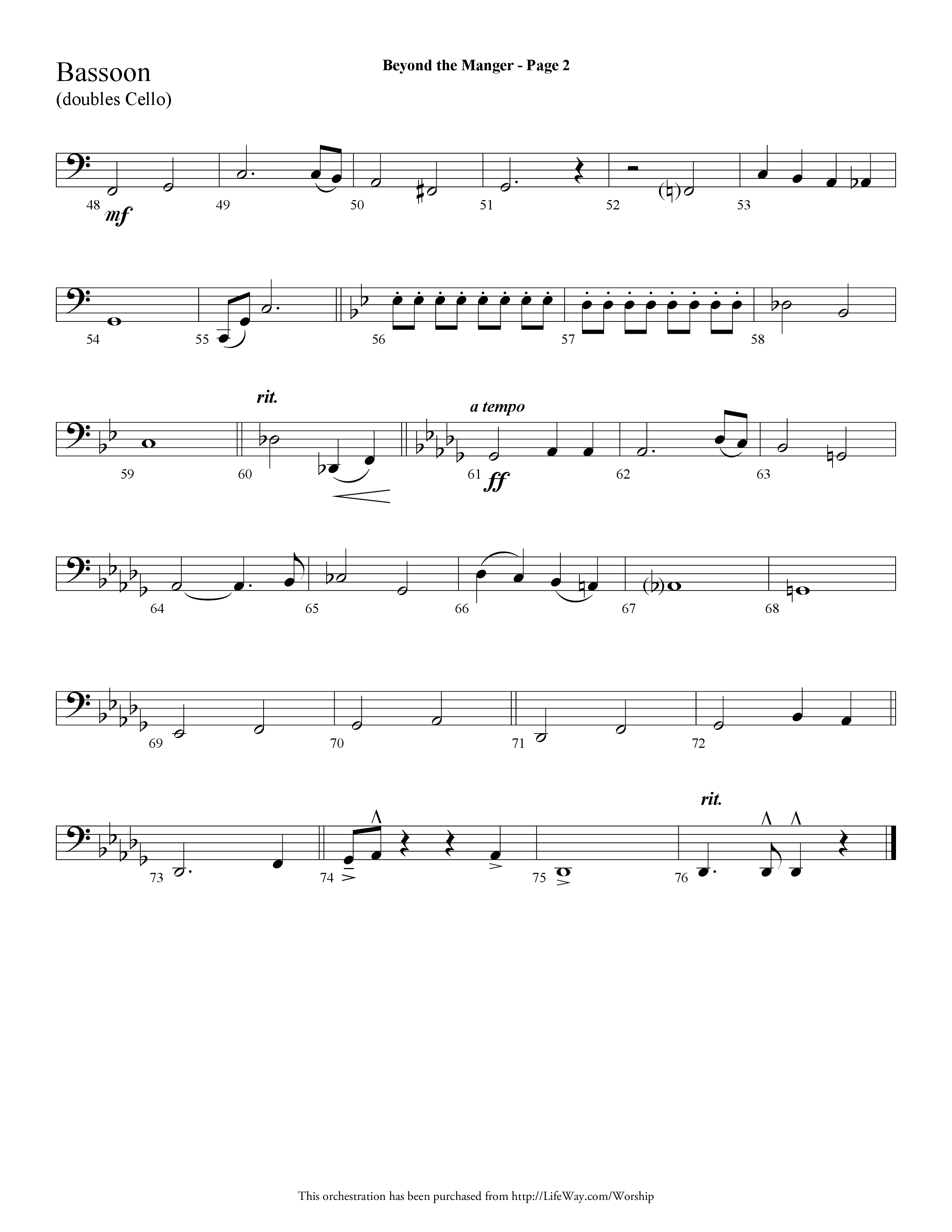 Beyond the Manger (Choral Anthem SATB) Bassoon (Lifeway Choral / Arr. Dave Williamson)