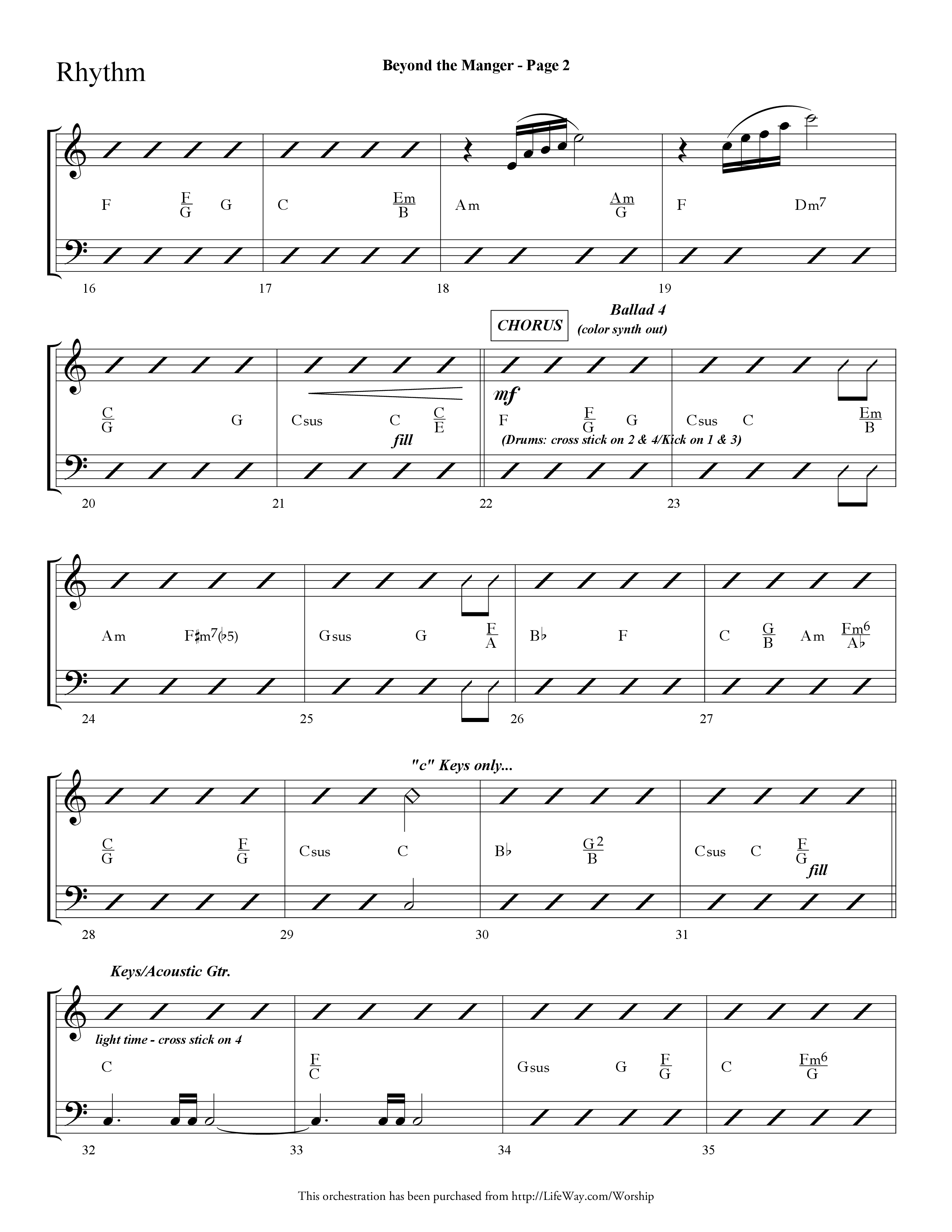 Beyond the Manger (Choral Anthem SATB) Rhythm Chart (Lifeway Choral / Arr. Dave Williamson)