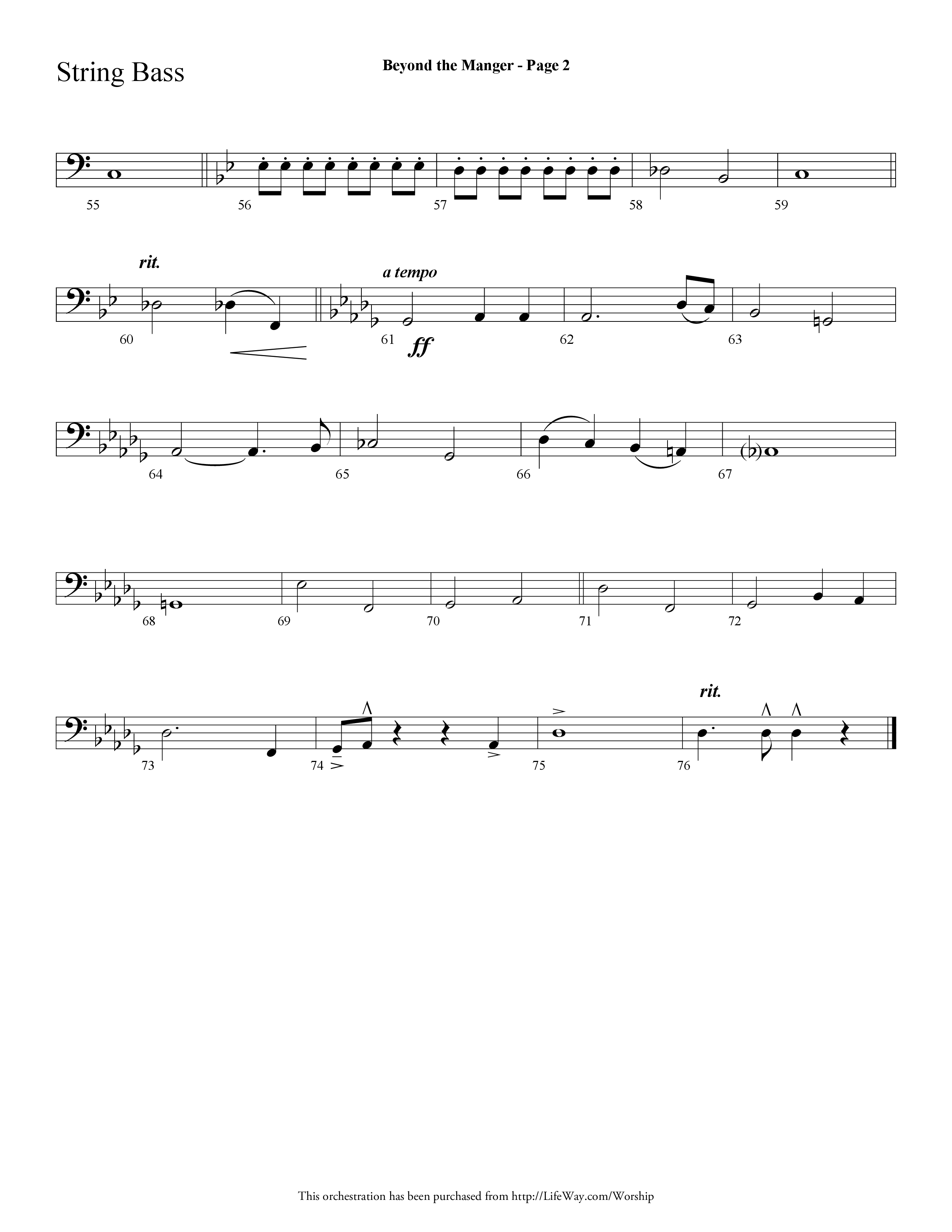 Beyond the Manger (Choral Anthem SATB) String Bass (Lifeway Choral / Arr. Dave Williamson)