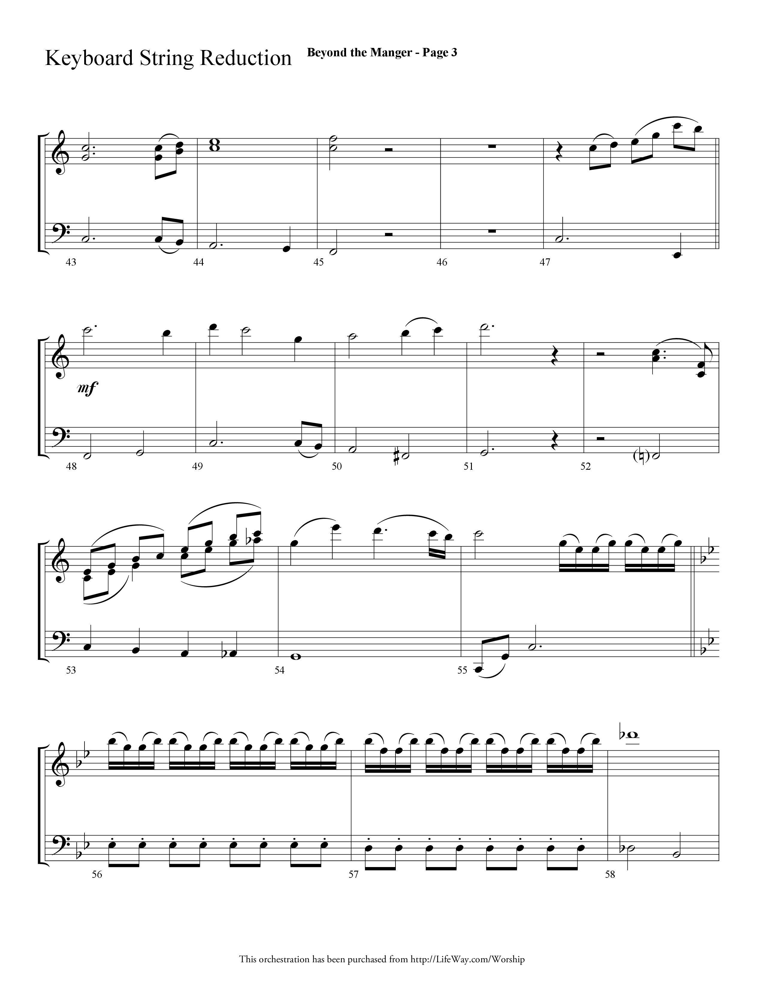 Beyond the Manger (Choral Anthem SATB) String Reduction (Lifeway Choral / Arr. Dave Williamson)